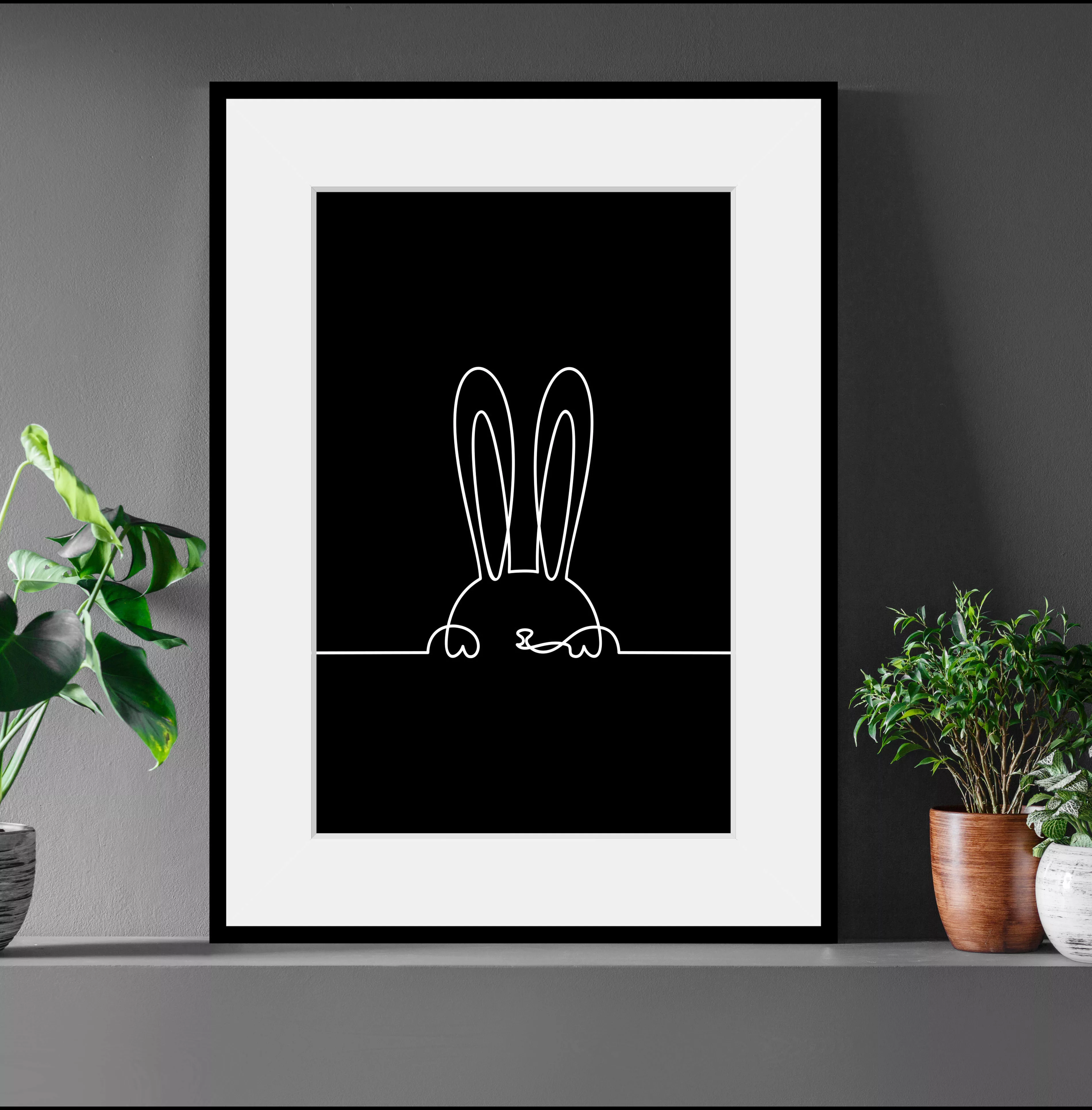 queence Bild "Felix", Schwarz-Weiß-Hase-Kunst-Modern-Hasen-Haustiere, (1 St günstig online kaufen