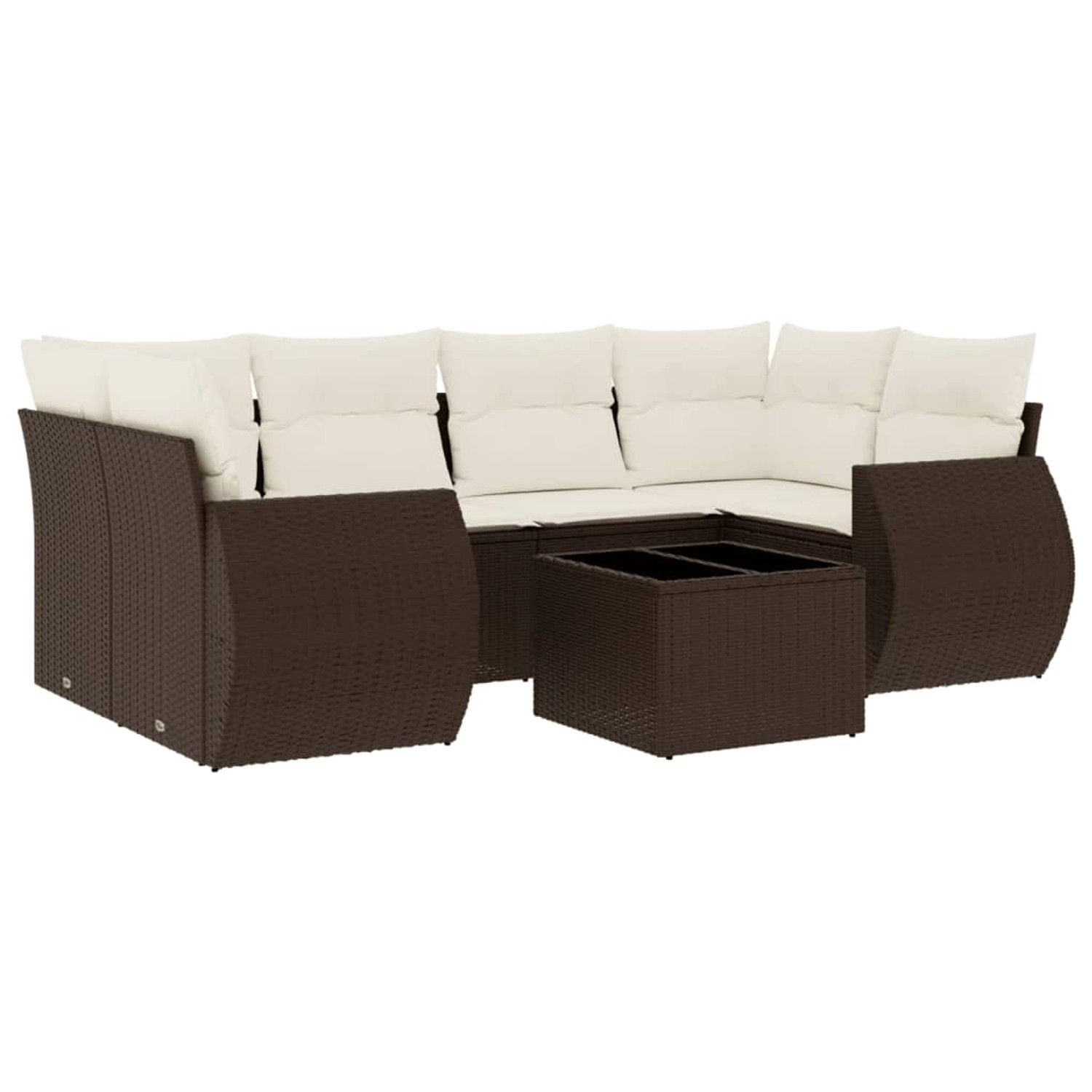 vidaXL 7-Tlg Garten-Sofagarnitur mit Kissen Braun Poly Rattan 3221122 günstig online kaufen