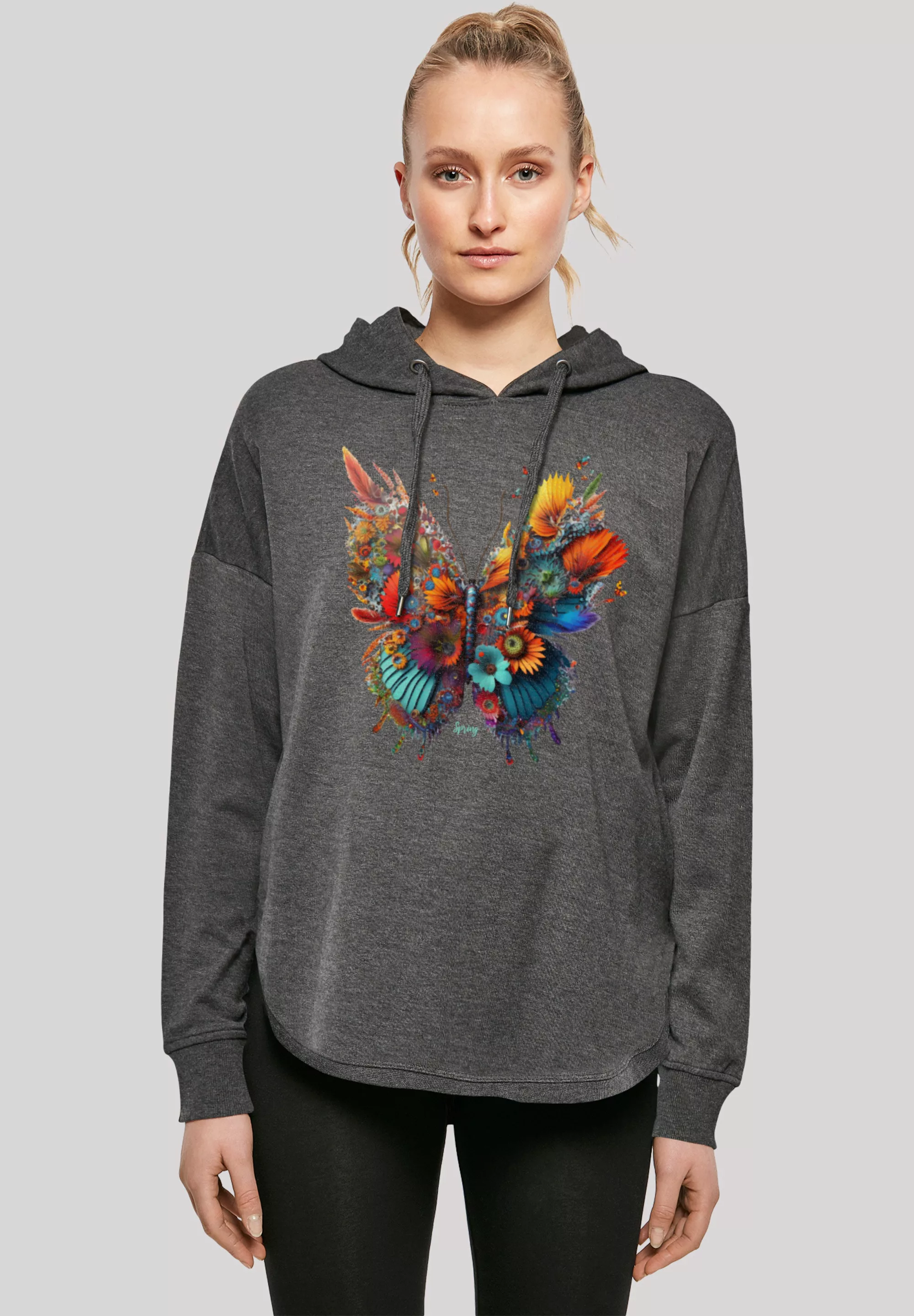 F4NT4STIC Kapuzenpullover "Schmetterling Blumen Oversize Hoodie" günstig online kaufen