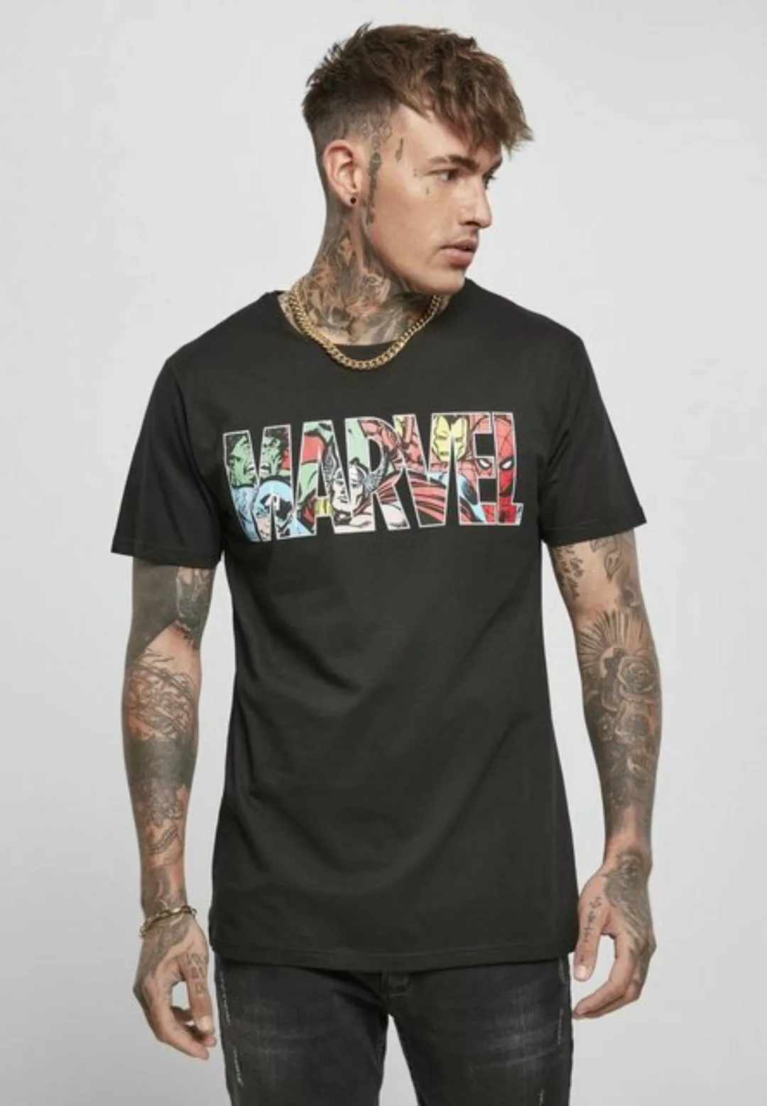 Merchcode T-Shirt MARVEL LOGO CHARACTER TEE MC591 Black günstig online kaufen