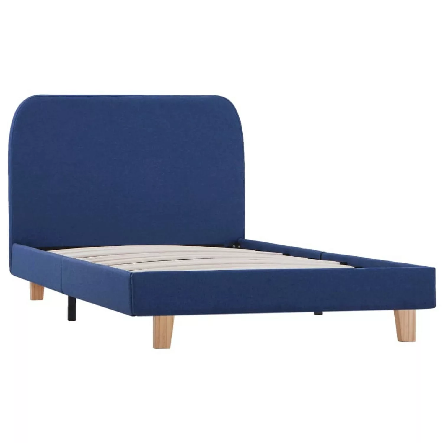 Bettgestell Blau Stoff 90x200 Cm günstig online kaufen