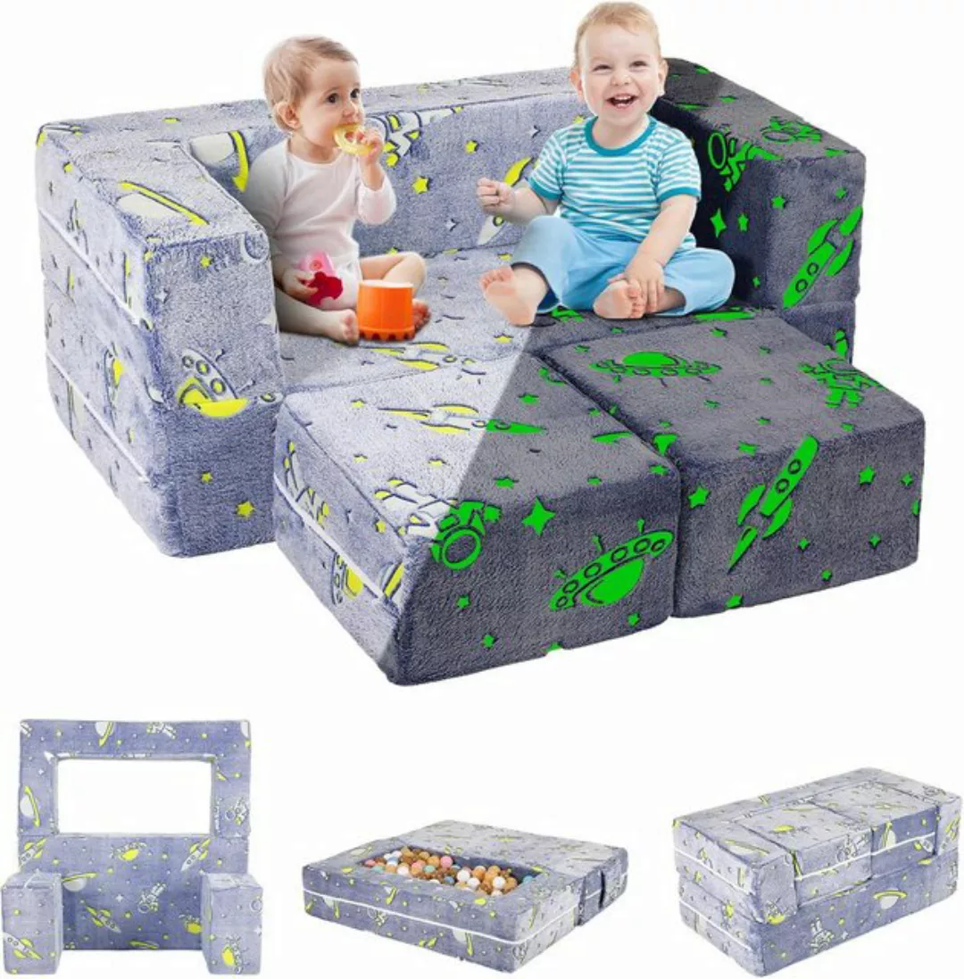 TLGREEN Kindersofa 2-in-1 Kindersitzgruppe mit Schlaffunktion, Modulare Min günstig online kaufen