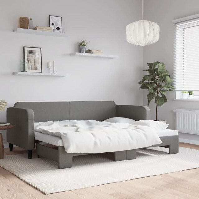 vidaXL Gästebett Gästebett Tagesbett Ausziehbar Dunkelgrau 80x200 cm Stoff günstig online kaufen