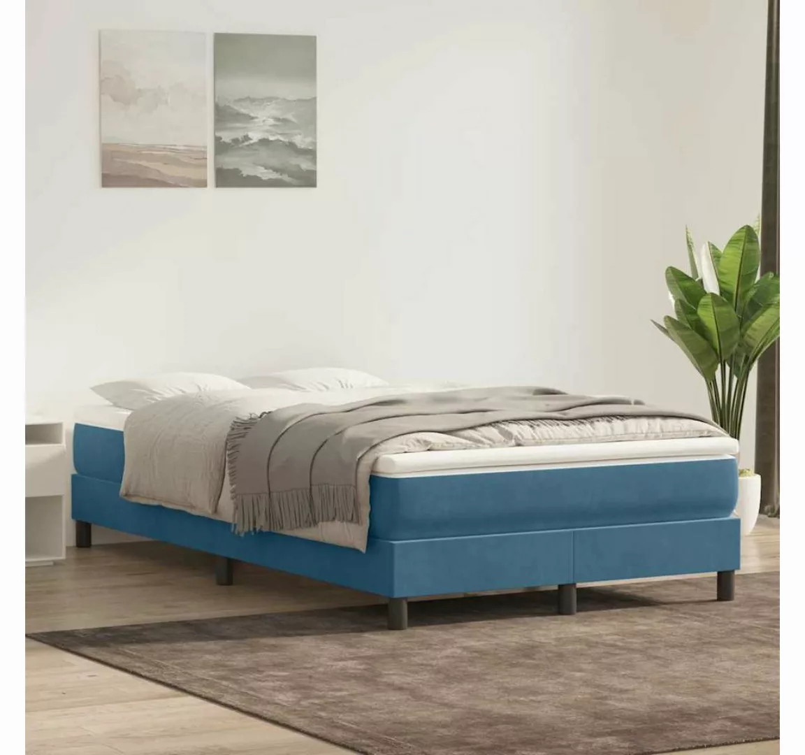 vidaXL Boxspringbett, Boxspringbett ohne Matratze Dunkelblau 120x220 cm Sam günstig online kaufen