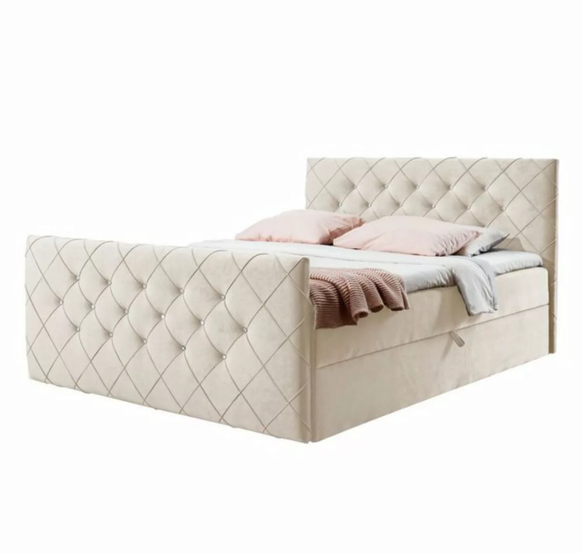 Furnix Boxspringbett MOLIE 120-200x200 Kopf- und Fußteil Bettkasten und Top günstig online kaufen