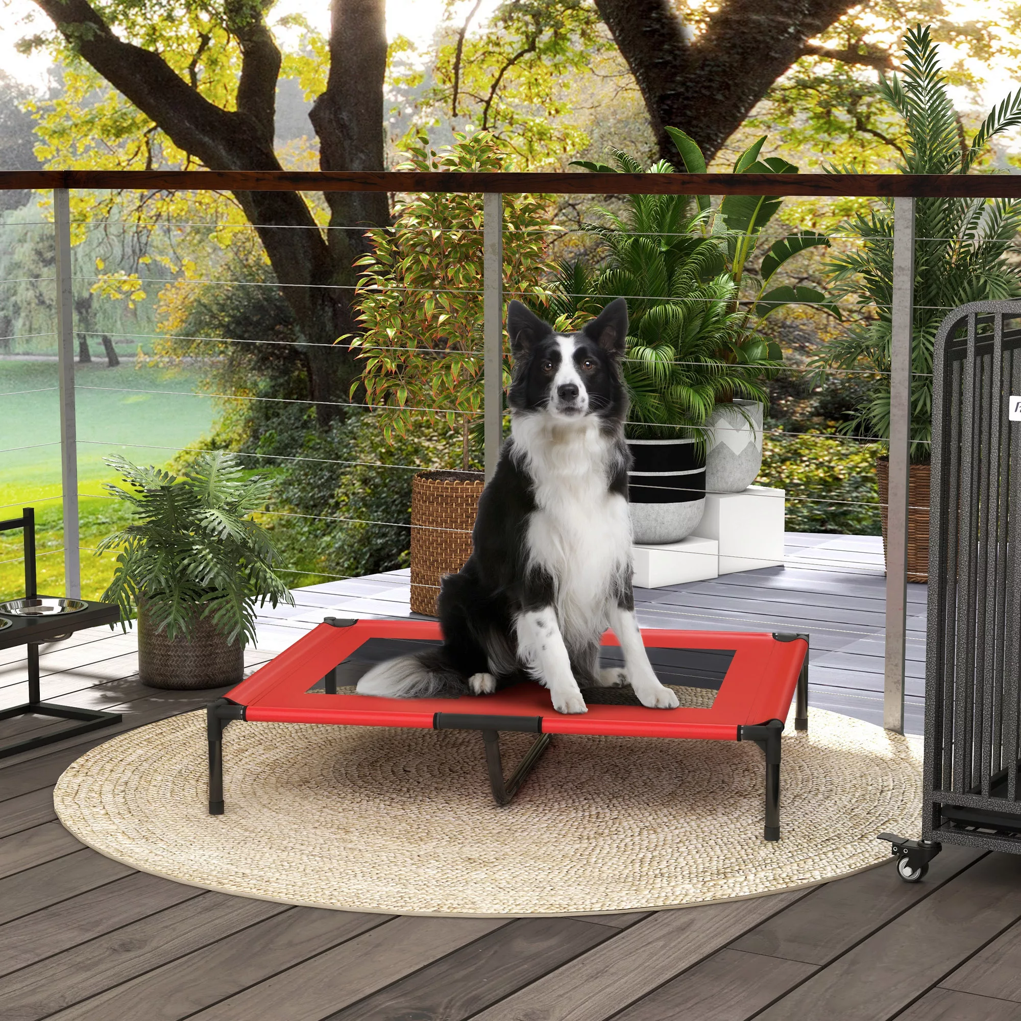 PawHut Erhöhtes Hundebett Haustierbett 92x76x18cm Outdoor Hundeliege atmung günstig online kaufen