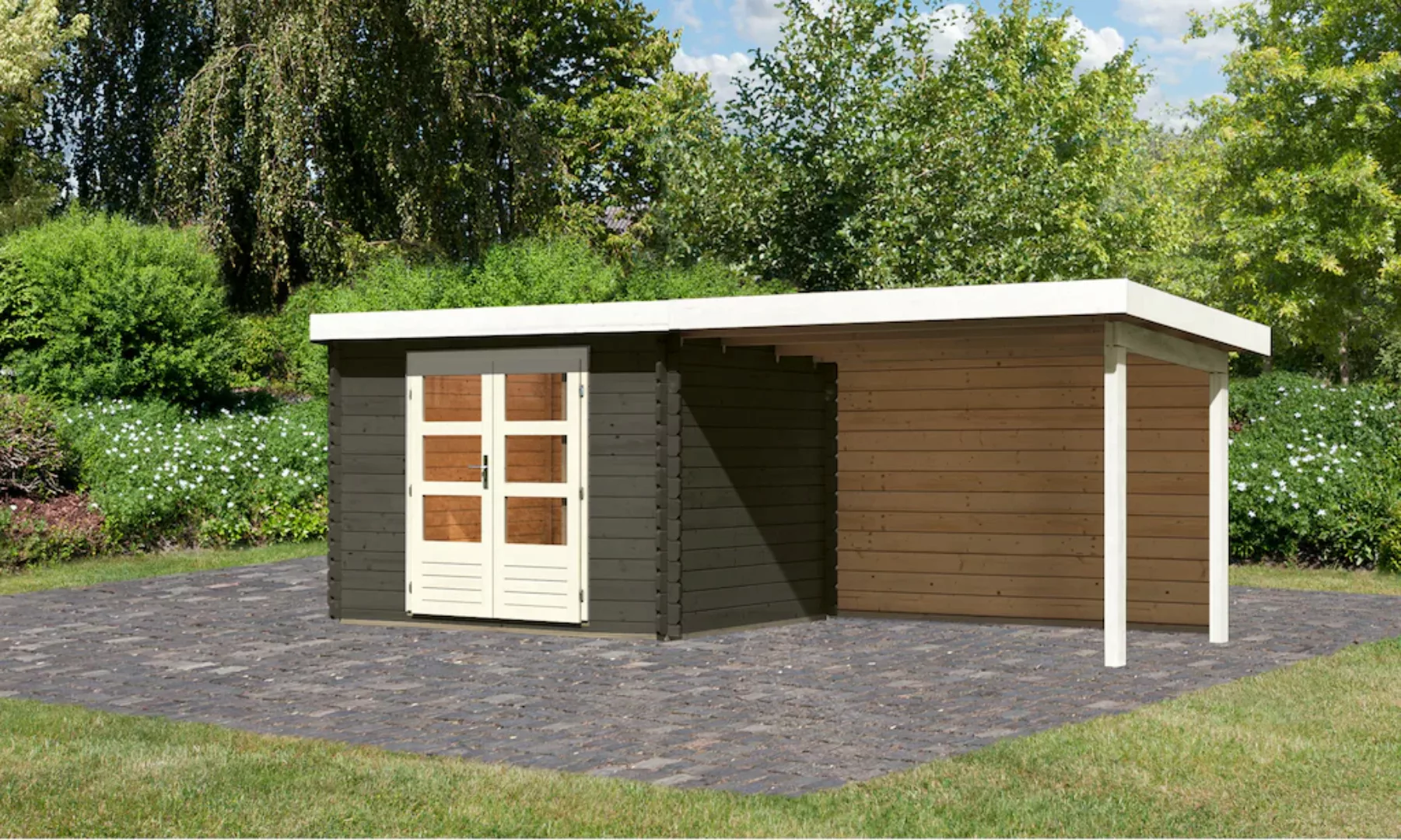 Karibu Gartenhaus "Schloßsee 3", mit Boden, Anbaudach und Rückwand günstig online kaufen