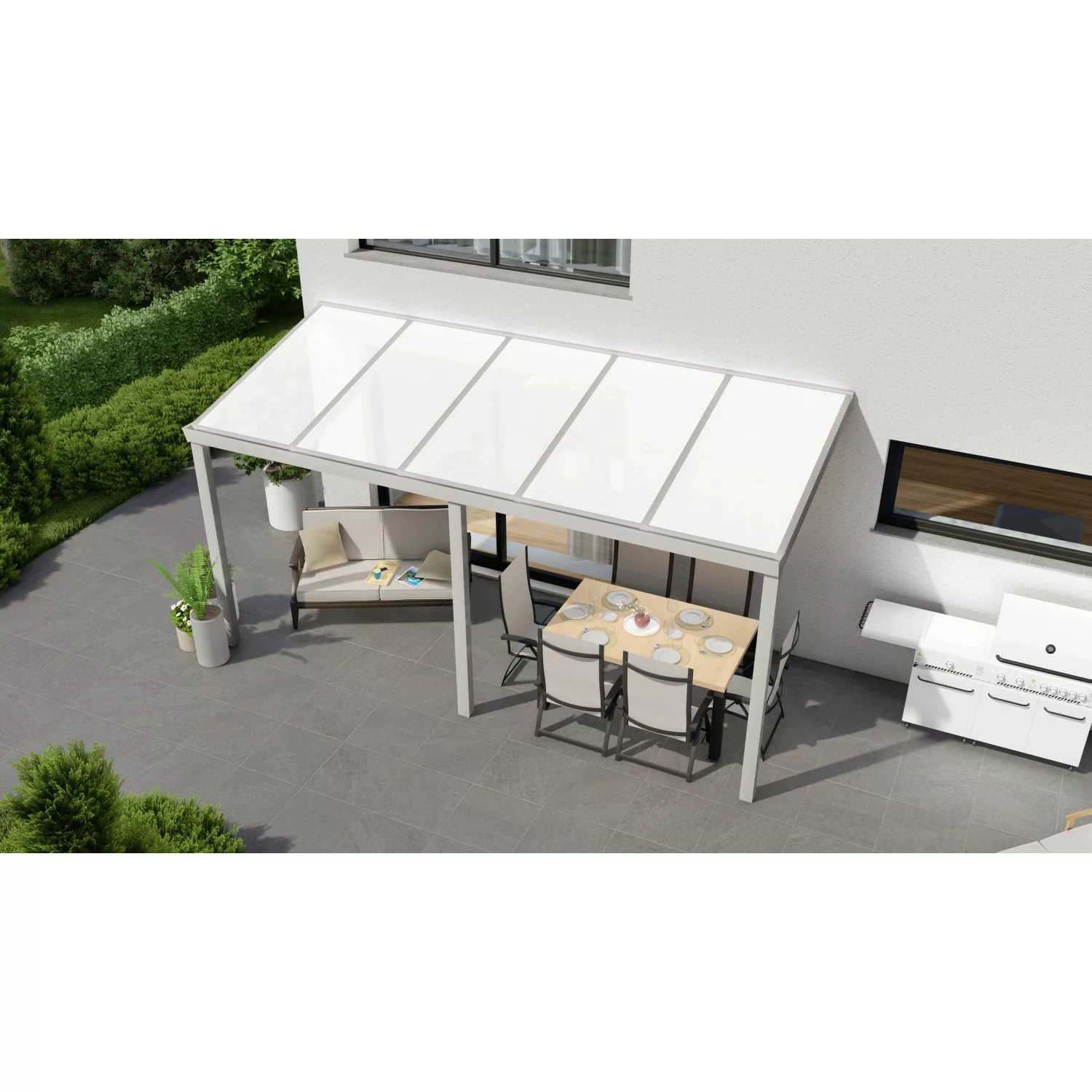Terrassenüberdachung Professional 500 cm x 200 cm Grau Struktur PC Opal günstig online kaufen