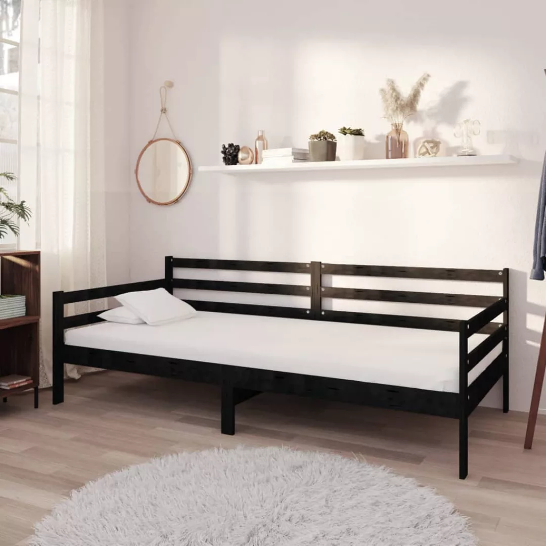 vidaXL Bettgestell Tagesbett Gästebett mit Matratze 90x200 cm Schwarz Massi günstig online kaufen