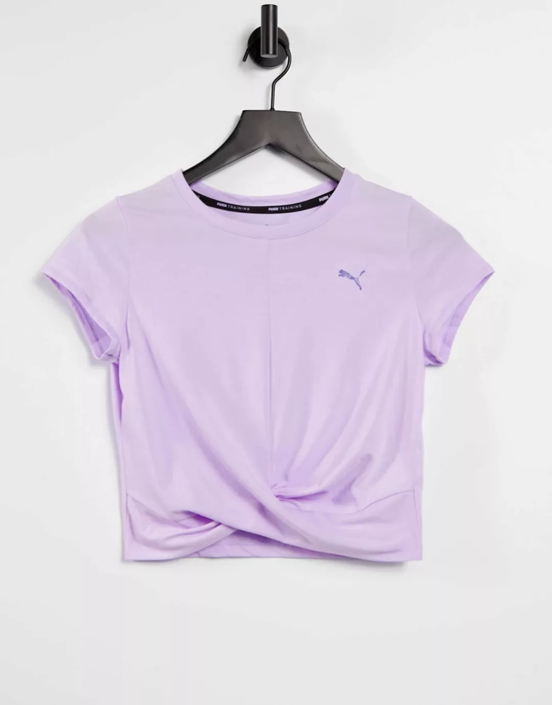PUMA – Training – T-Shirt in Lila mit verdrehtem Detail günstig online kaufen