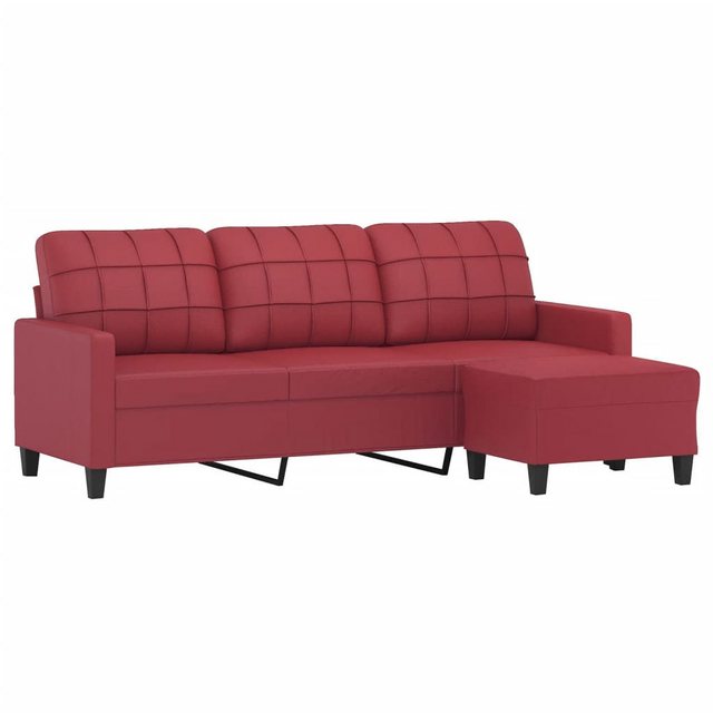 vidaXL Sofa 3-Sitzer-Sofa mit Hocker Weinrot 180 cm Kunstleder günstig online kaufen