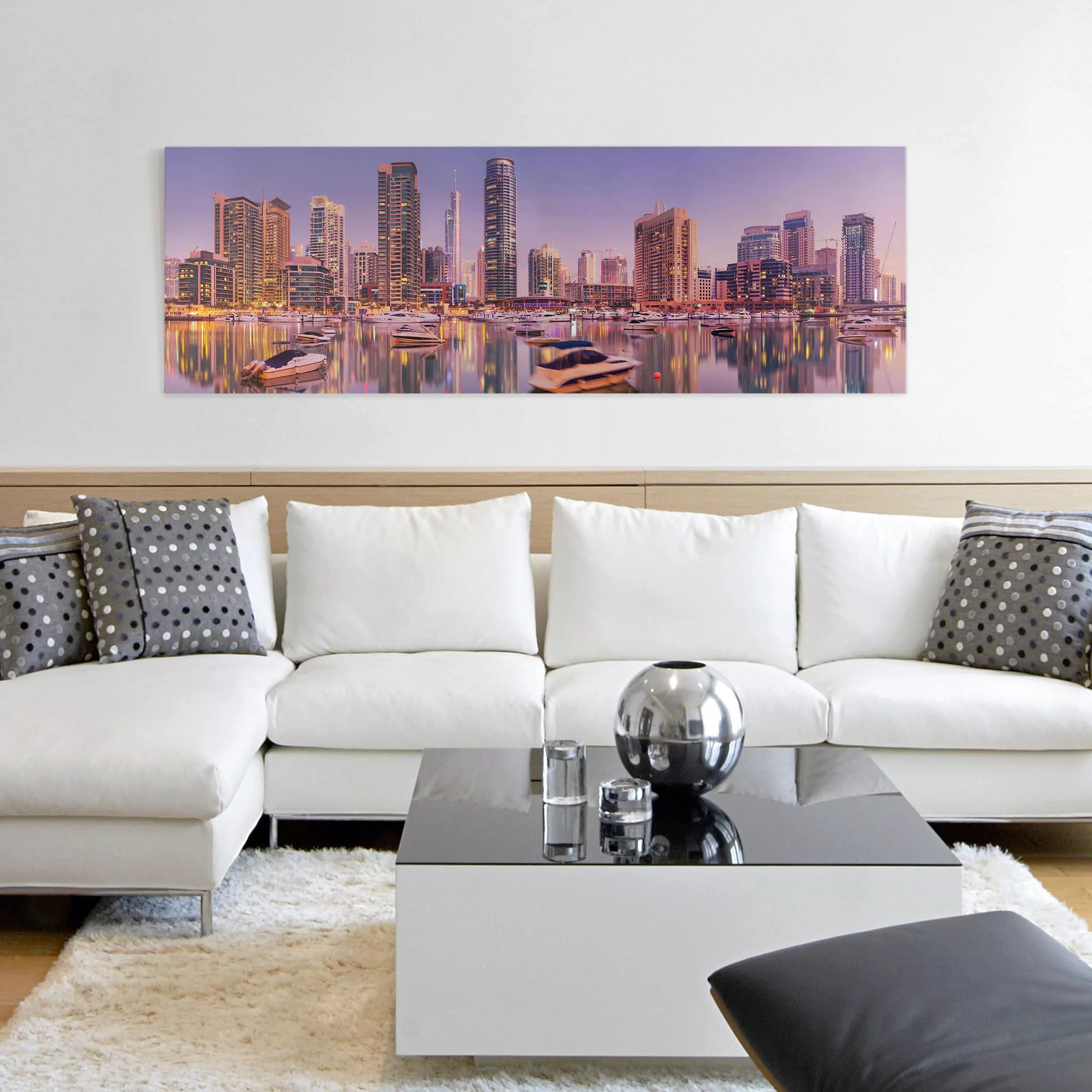 Leinwandbild Architektur & Skyline - Panorama Dubai Skyline und Marina günstig online kaufen