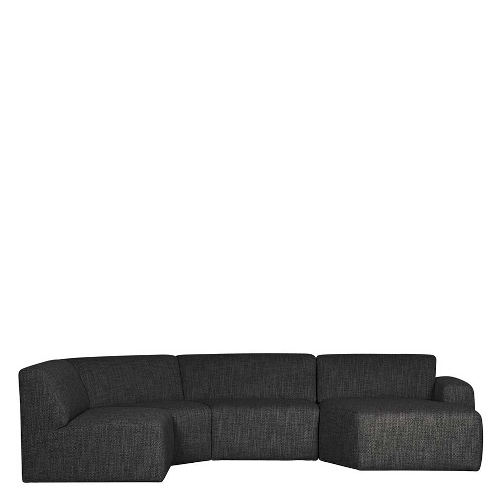 Sofa Couch in Anthrazit aus meliertem Webstoff (vierteilig) günstig online kaufen