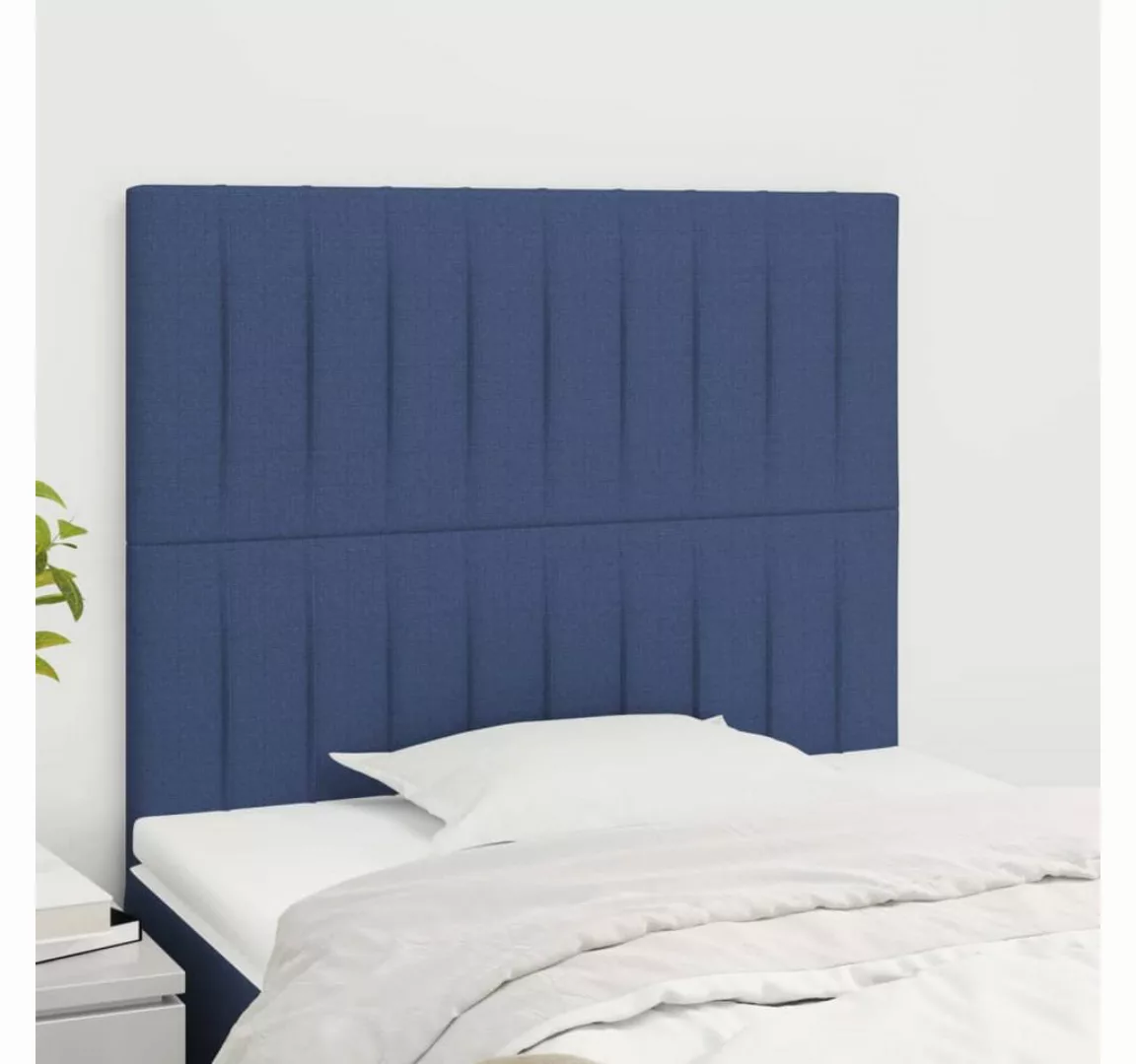 vidaXL Bett, Kopfteile 2 Stk. Blau 90x5x78/88 cm Stoff günstig online kaufen