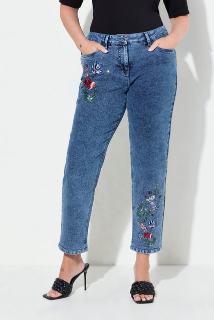 MIAMODA Regular-fit-Jeans Jeans Loose Fit Blumen-Stickerei 5-Pocket günstig online kaufen