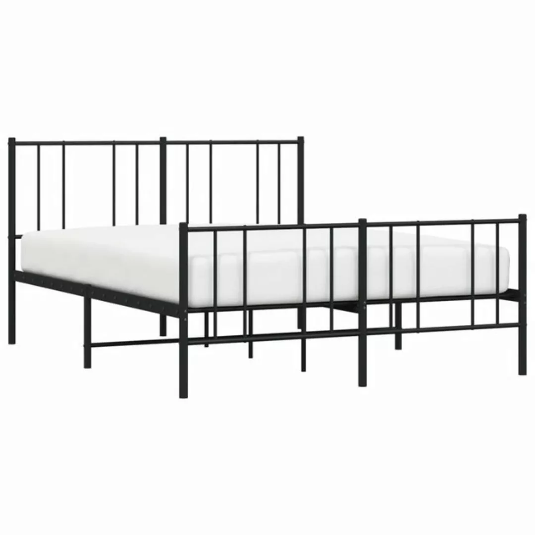 furnicato Bettgestell mit Kopf- und Fußteil Metall Schwarz 150x200 cm (1-tl günstig online kaufen