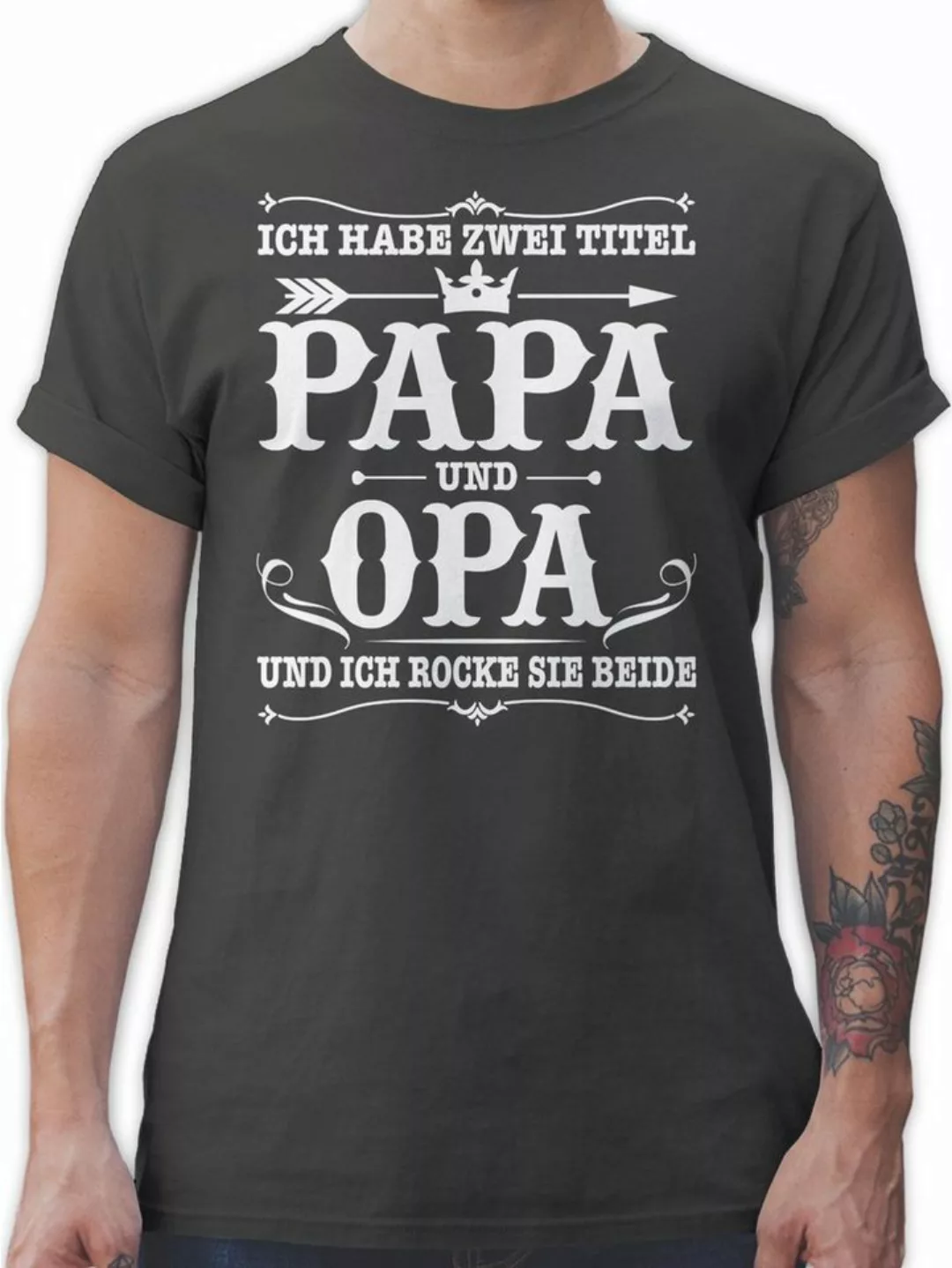 T-Shirt Ich habe zwei Titel Papa und Opa / Vintage - weiß - Papa und Vater günstig online kaufen