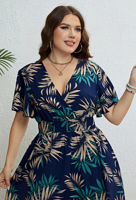 SEGUEN Strandkleid Sommerkleid mit V-Ausschnitt und Taillenschlankung für D günstig online kaufen