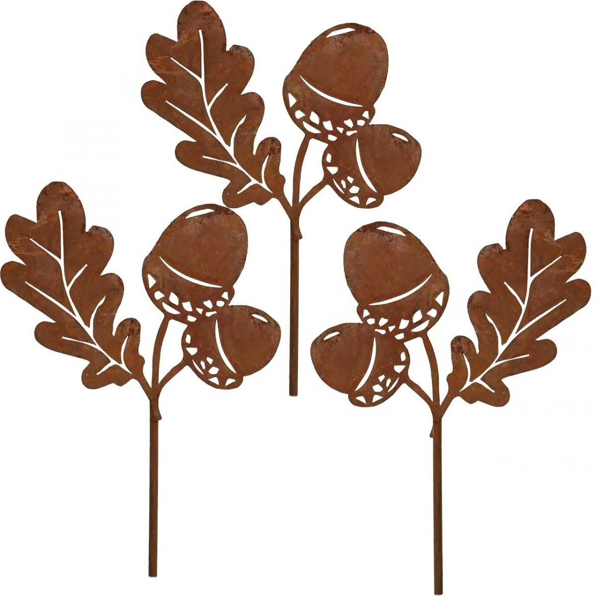Viana Gartenfigur Gartenstecker Eicheln Blatt Edelrost günstig online kaufen
