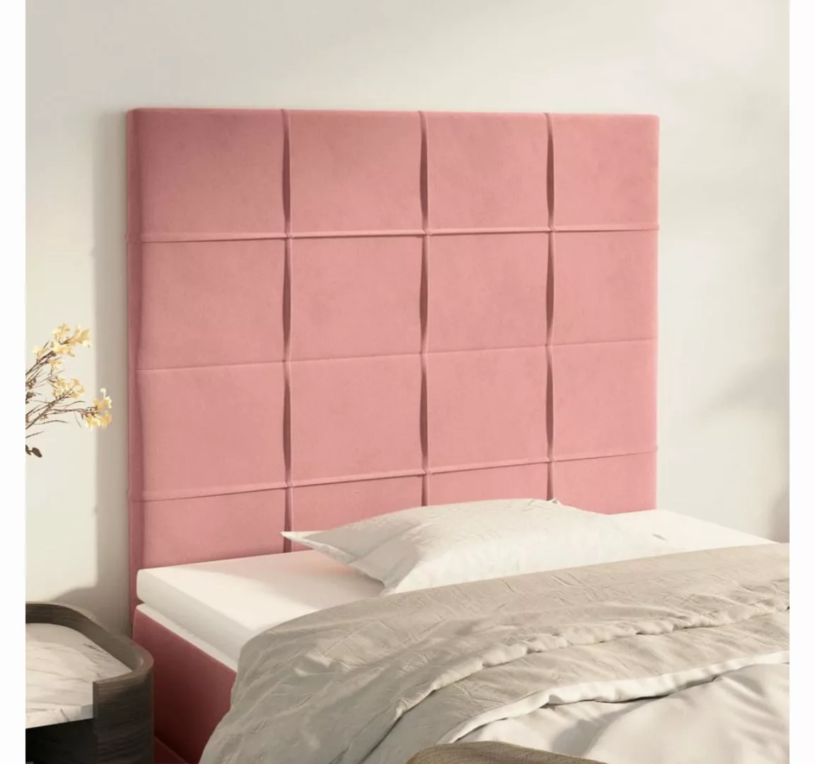 vidaXL Bett, Kopfteile 2 Stk. Rosa 80x5x78/88 cm Samt günstig online kaufen