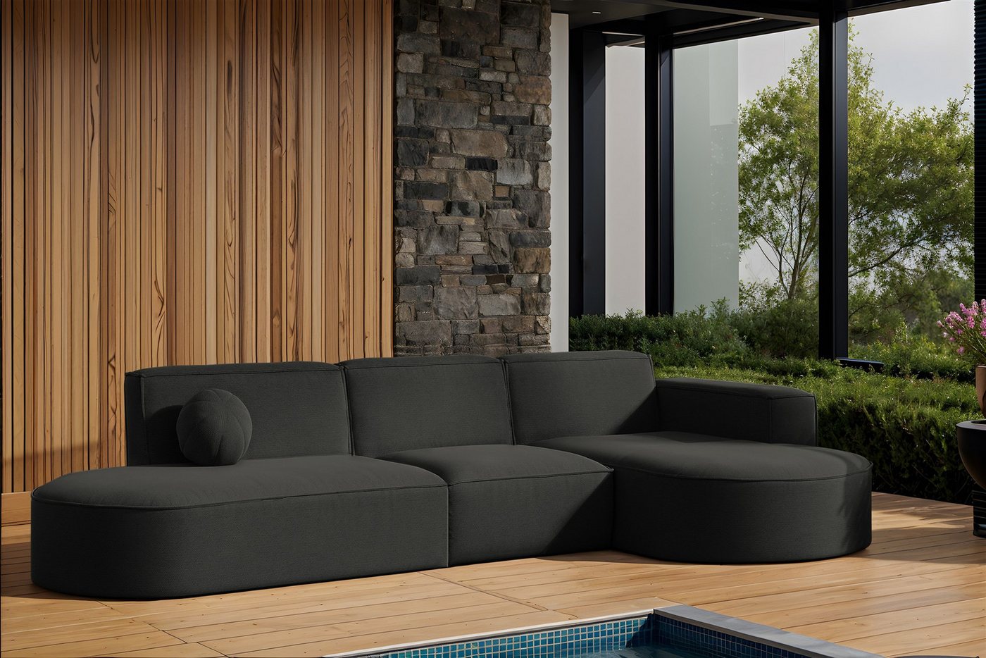 Fun Möbel Loungesofa Gartenmöbel Gartensofa Ecksofa SUNDAY, inkl. 1 Zierkis günstig online kaufen