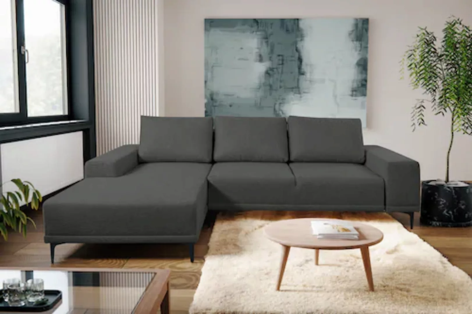 WERK2 Ecksofa "Havanna L-Form", Moderne Eckcouch in Bouclé mit Schlaffunkti günstig online kaufen