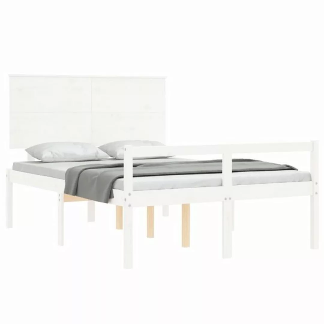 furnicato Bett Seniorenbett mit Kopfteil 140x200 cm Weiß Massivholz (1-tlg) günstig online kaufen