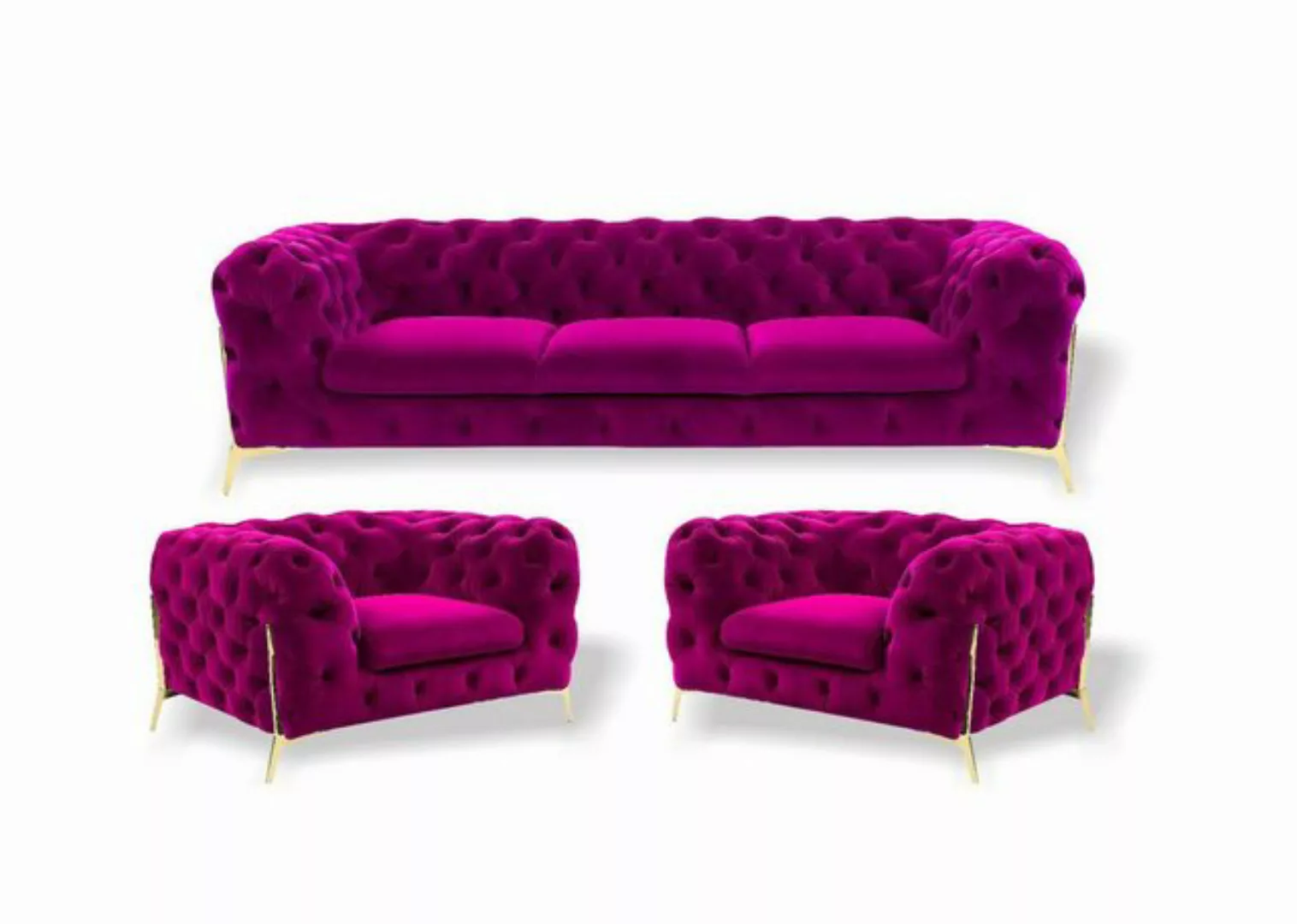 JVmoebel Sofa Chesterfield luxus Sofa-Set 3+1+1, 3 Teile, Made in Europa günstig online kaufen