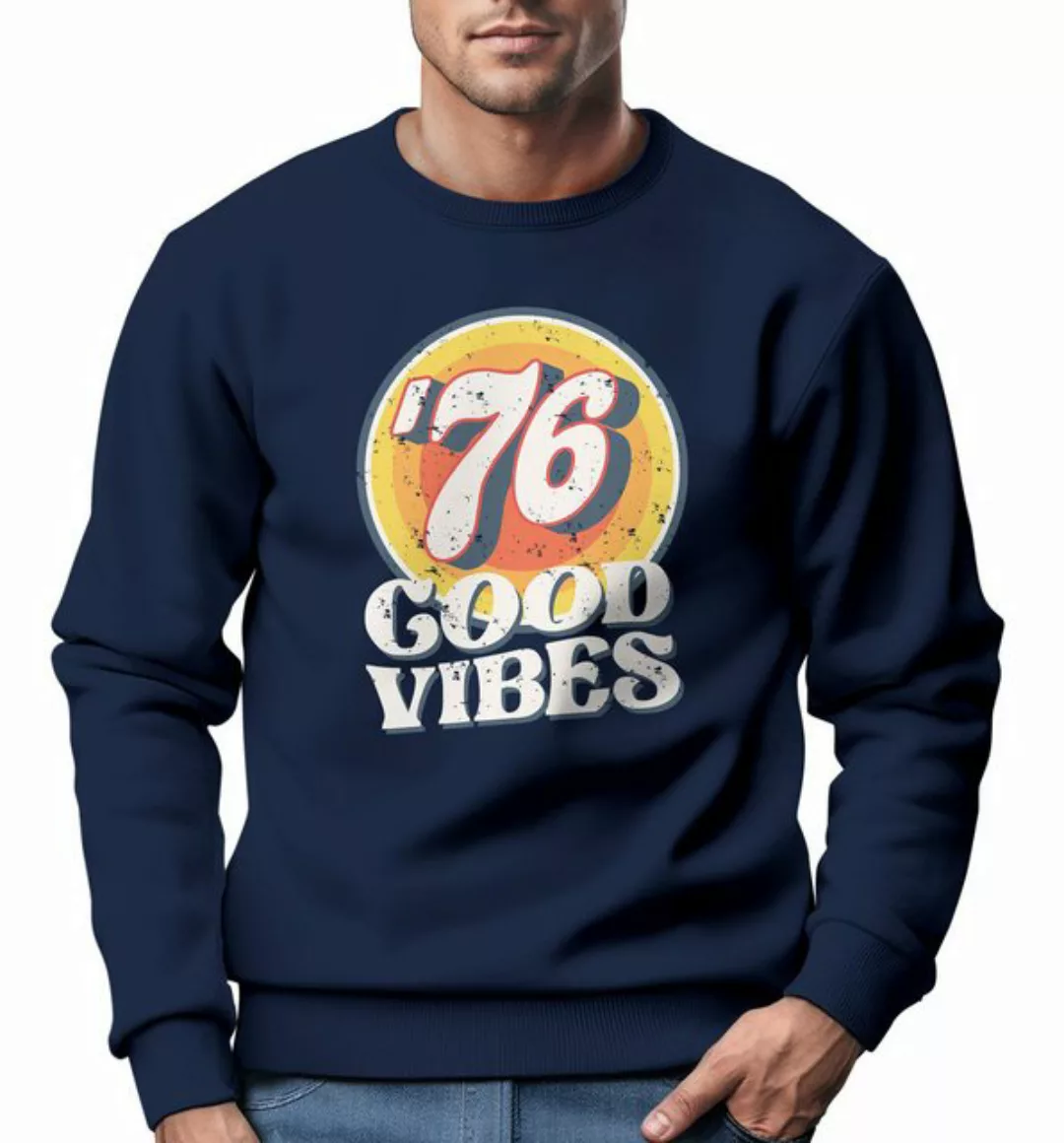 Neverless Sweatshirt Sweatshirt Herren Aufdruck Print Good Vibes Retro Vint günstig online kaufen