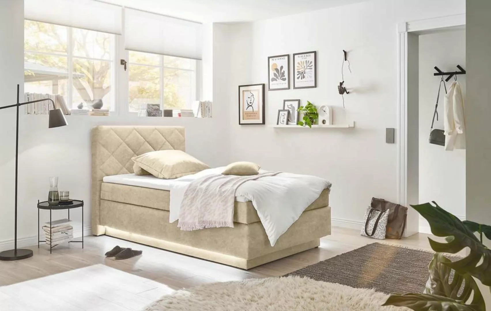 ED EXCITING DESIGN Boxspringliege (120 x 200 cm, Covina), Beige günstig online kaufen