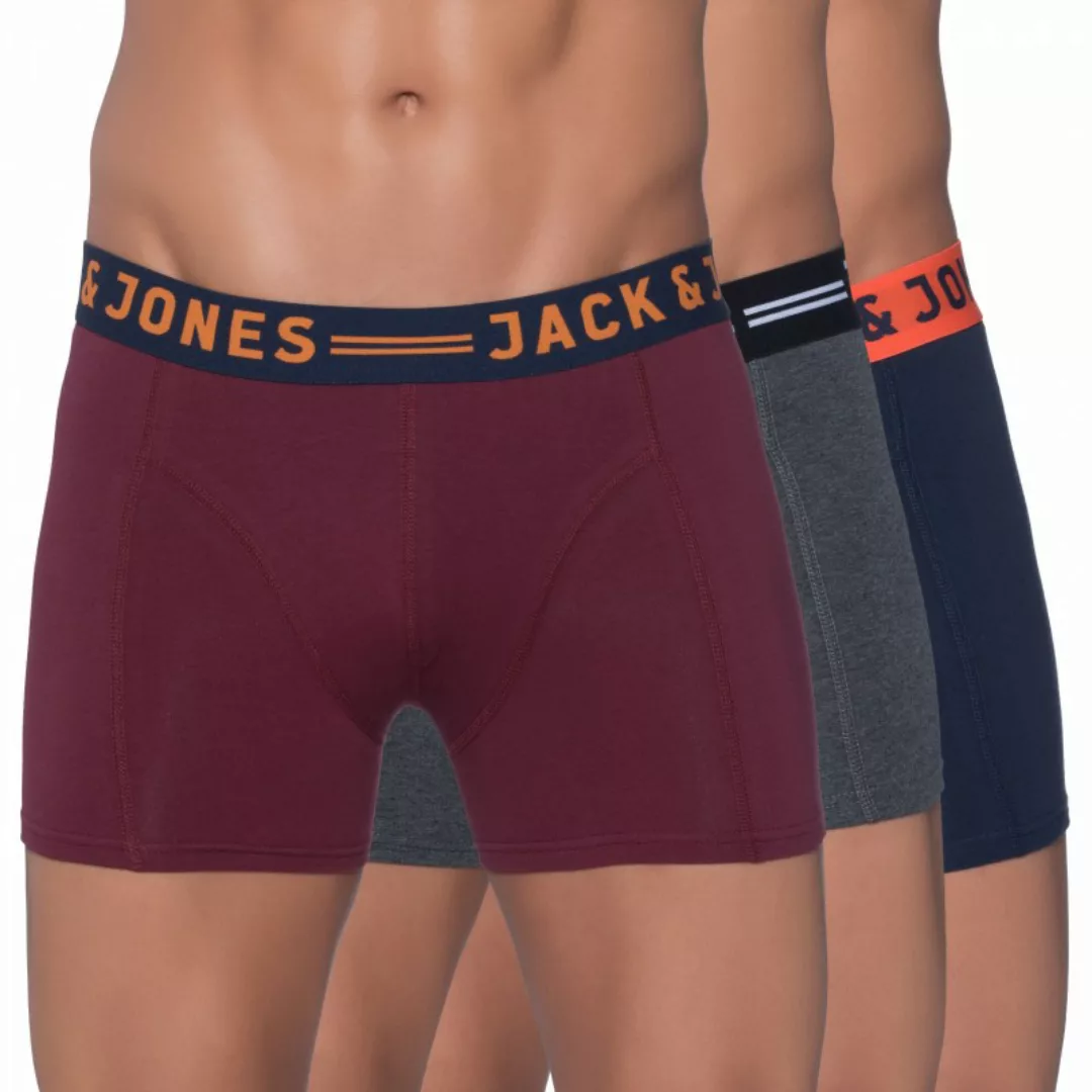 Jack & Jones 3-er Set Trunks Grau, Blau und Bordeaux günstig online kaufen