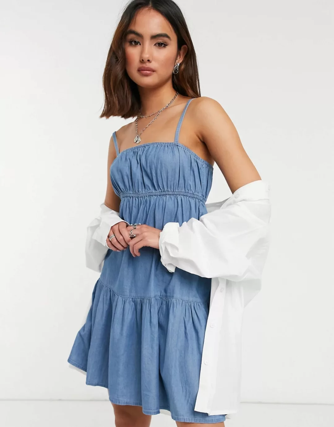 Urban Bliss – Trägerkleid in heller Waschung-Blau günstig online kaufen