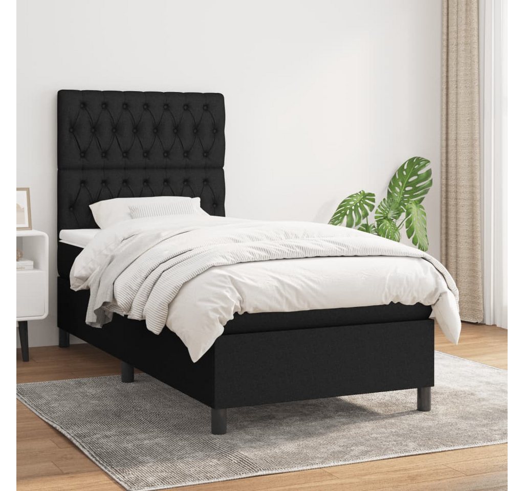 vidaXL Boxspringbett Boxspringbett mit Matratze Schwarz 100x200 cm Stoff Be günstig online kaufen