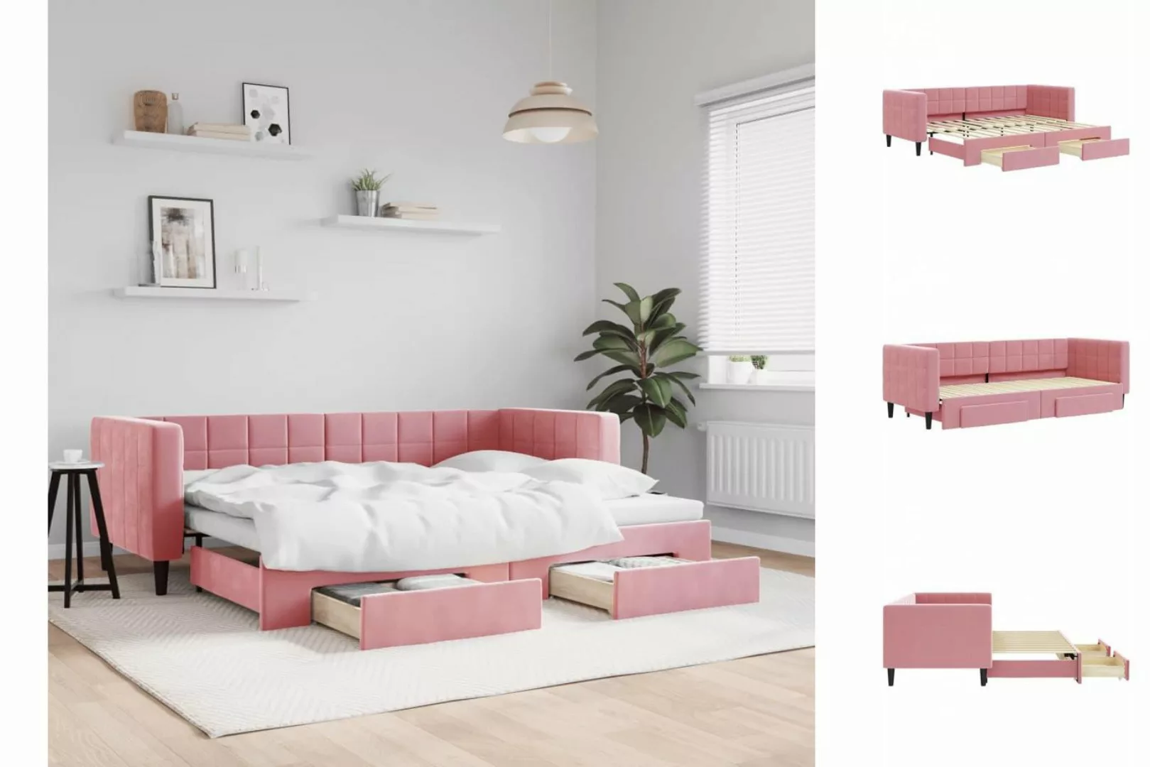 vidaXL Gästebett Gästebett Tagesbett Ausziehbar mit Schubladen Rosa 80x200 günstig online kaufen