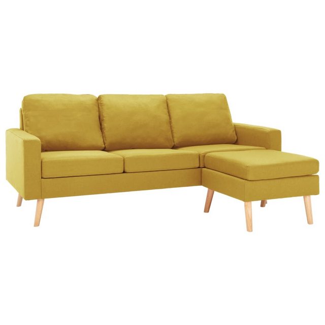 vidaXL Sofa 3 Sitzer Sofa mit Hocker Stoff, Gelb günstig online kaufen