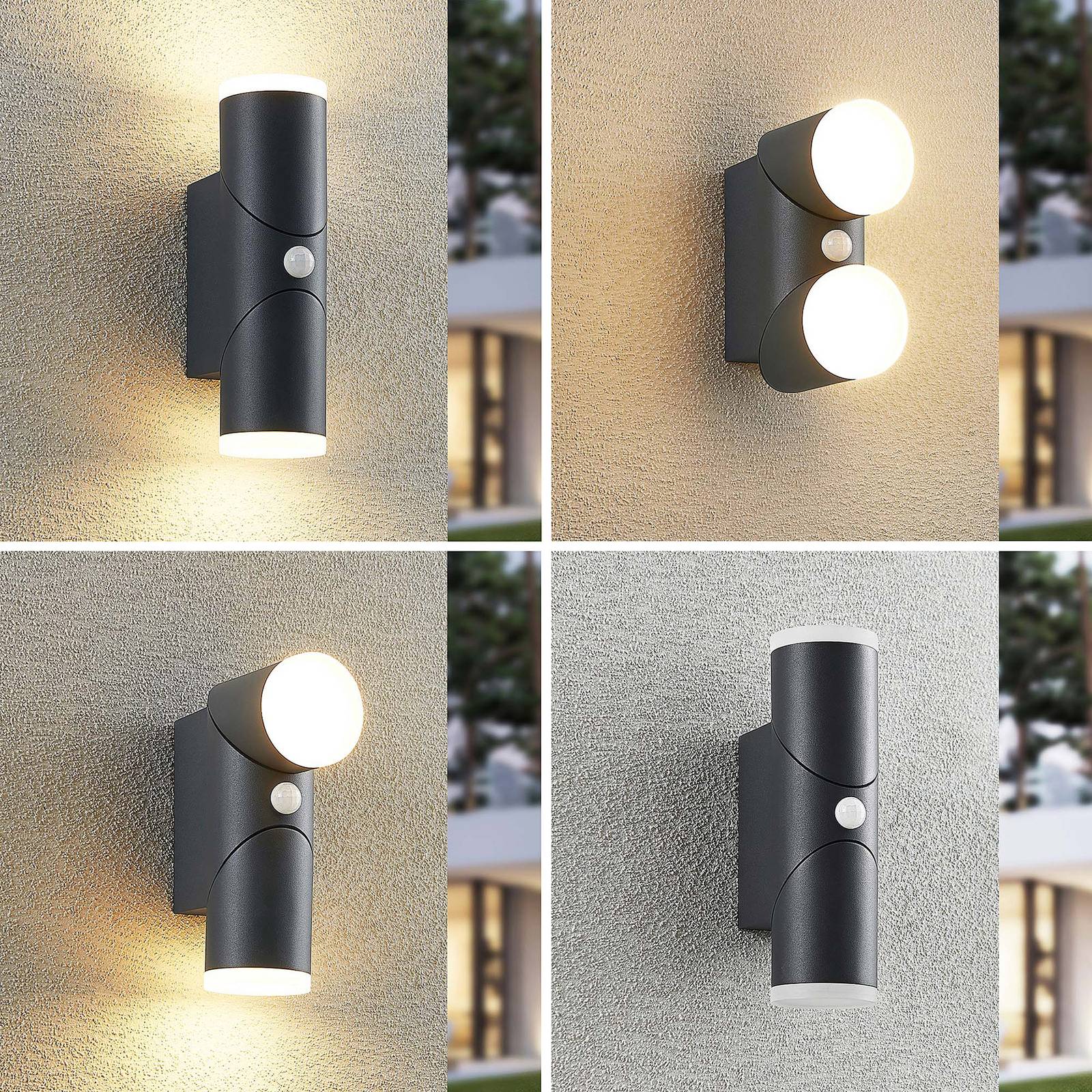 Lindby Aspyn LED-Außenwandleuchte, 2fl, Sensor günstig online kaufen