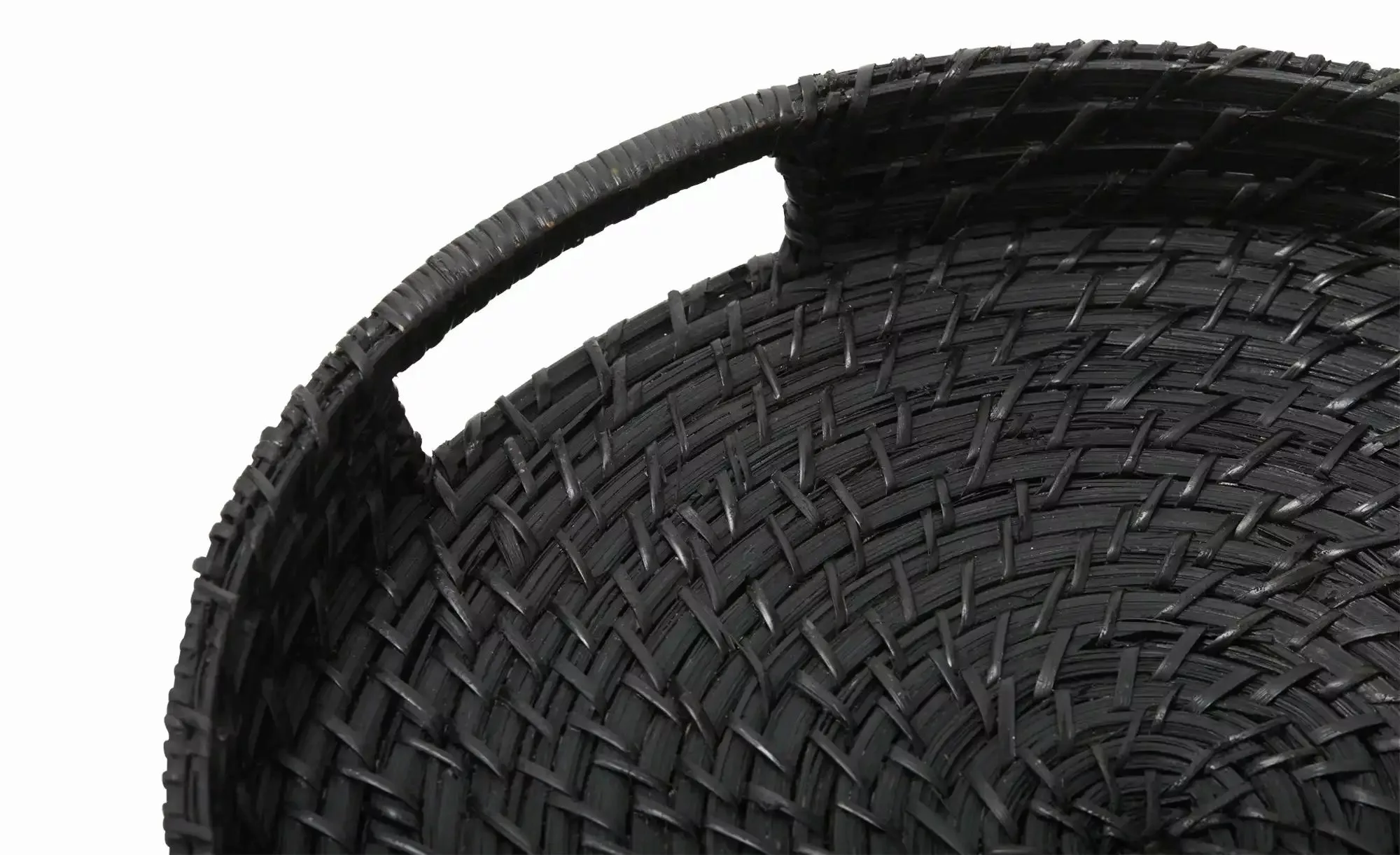 HOME STORY Tablett   ¦ schwarz ¦ Bambus,Rattan ¦ Maße (cm): H: 5  Ø: 36 Küc günstig online kaufen