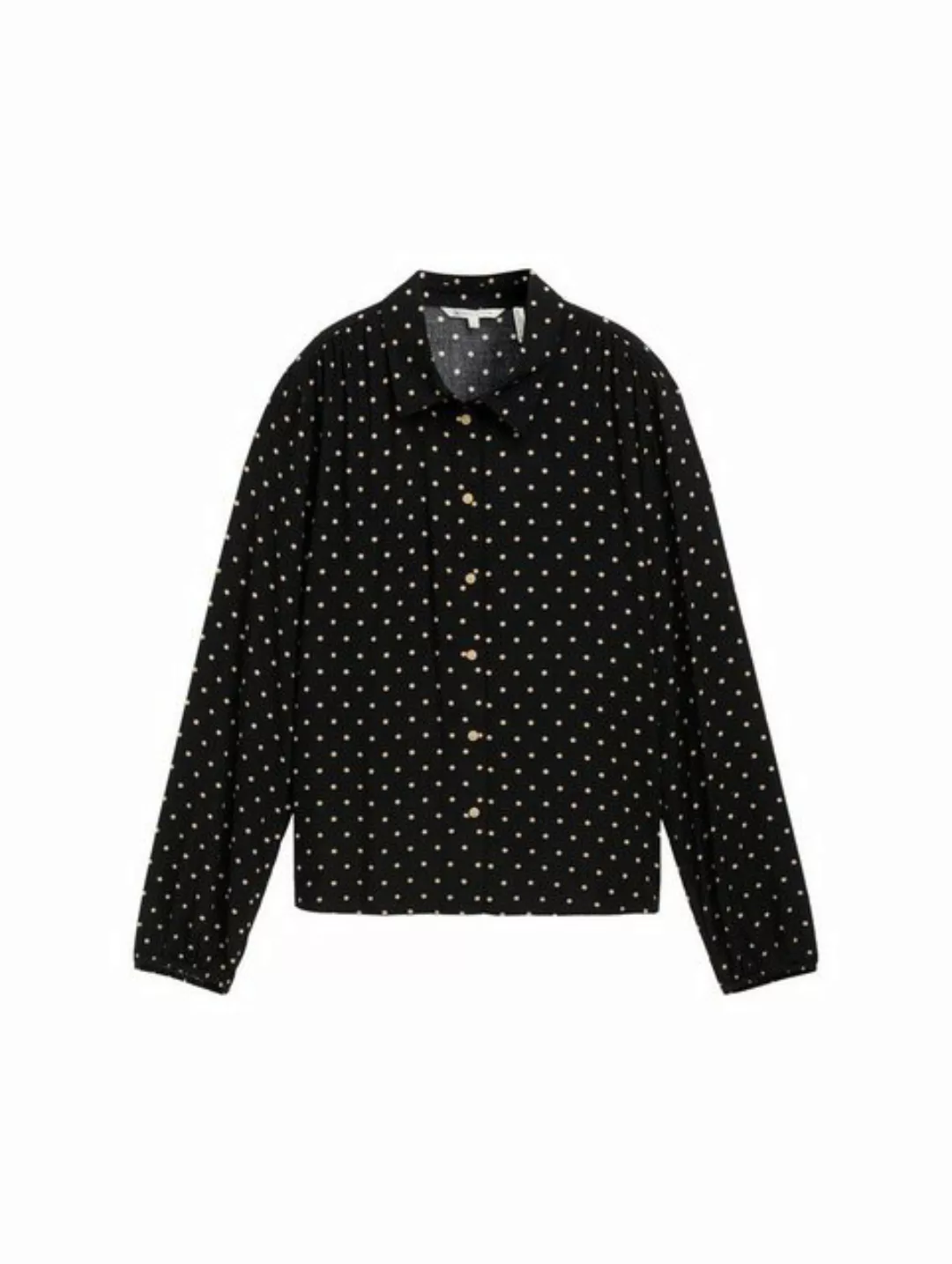 TOM TAILOR Denim Blusentop printed viscose blouse, black beige dot print günstig online kaufen