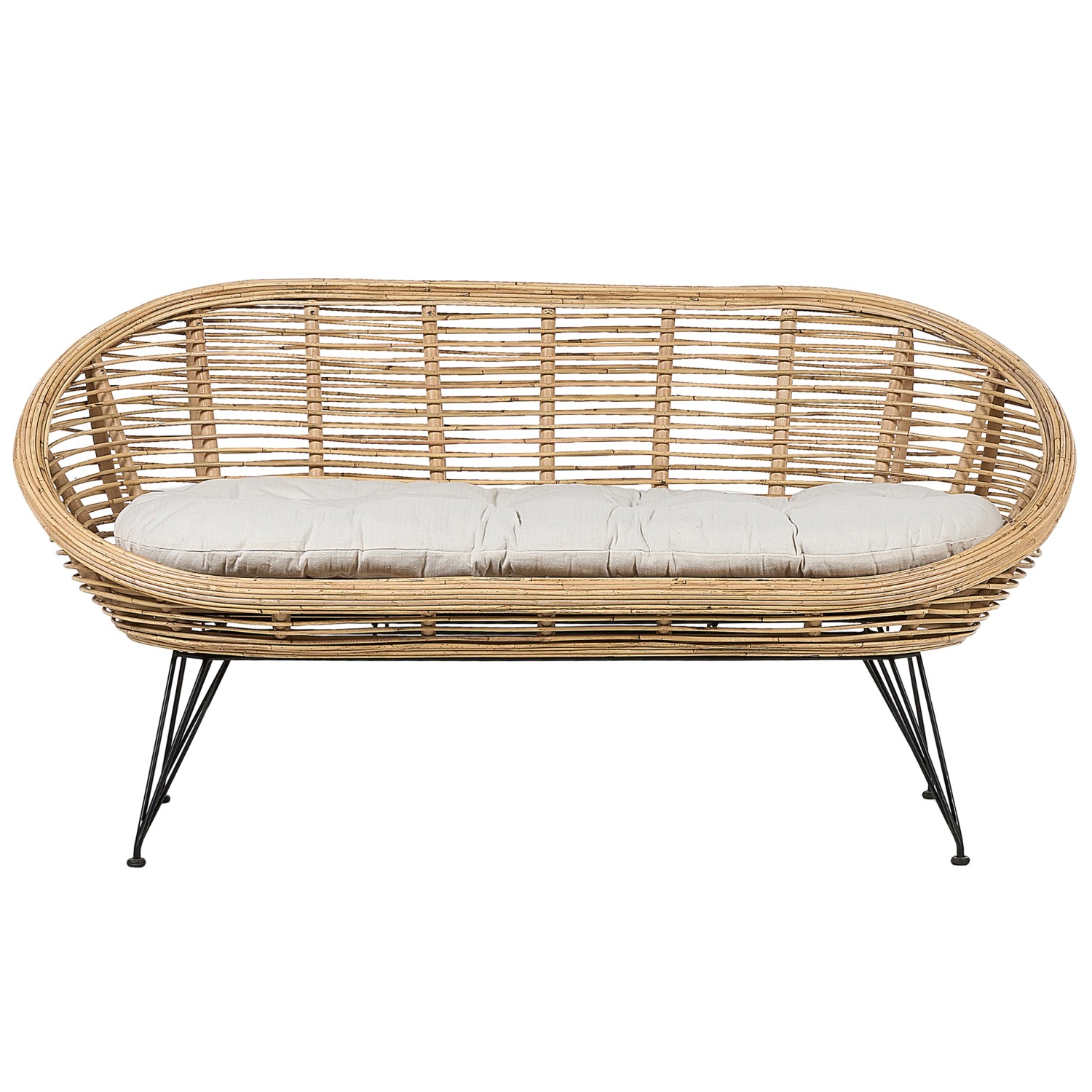 Beliani Gartensofa Naturfarben Schwarz Beige 64x165x87 günstig online kaufen
