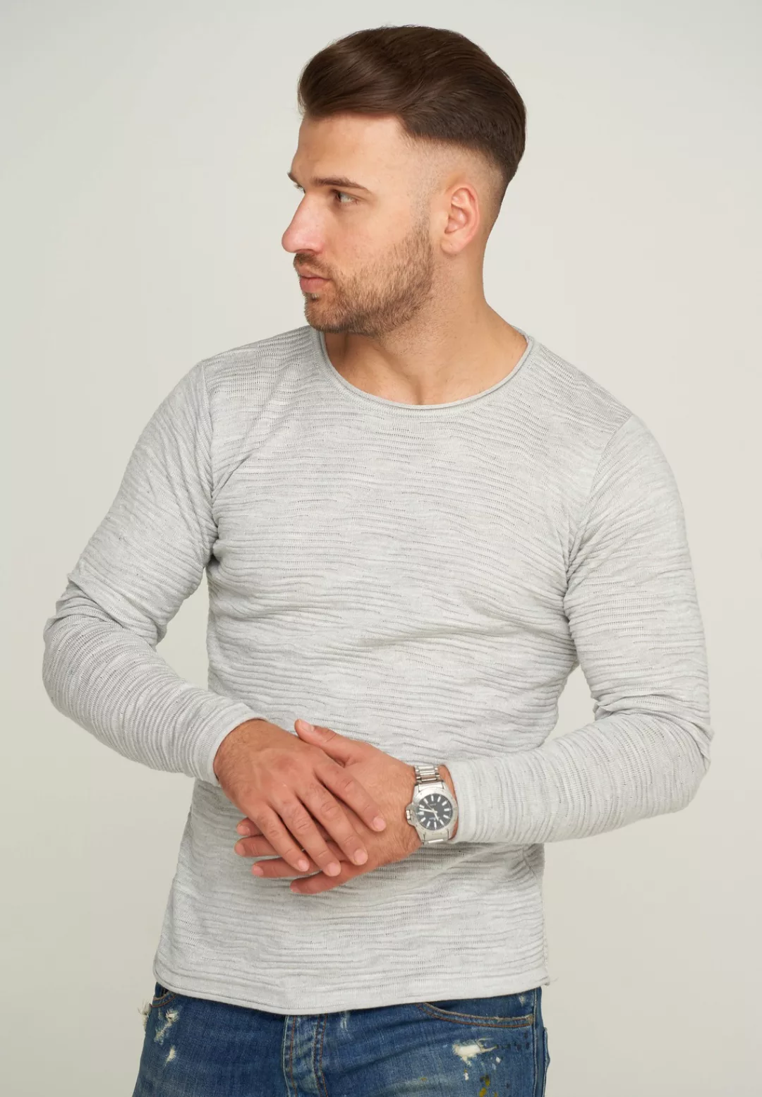 behype Langarmshirt "MKBASE90", mit dezentem Muster günstig online kaufen