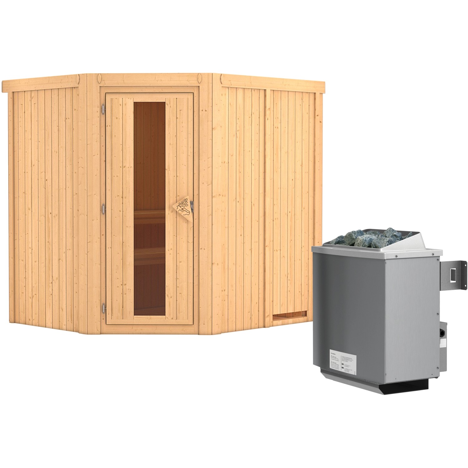 Karibu Sauna-Set Swenna inkl. Ofen 9 kW mit integr. Steuerung, Energiespart günstig online kaufen