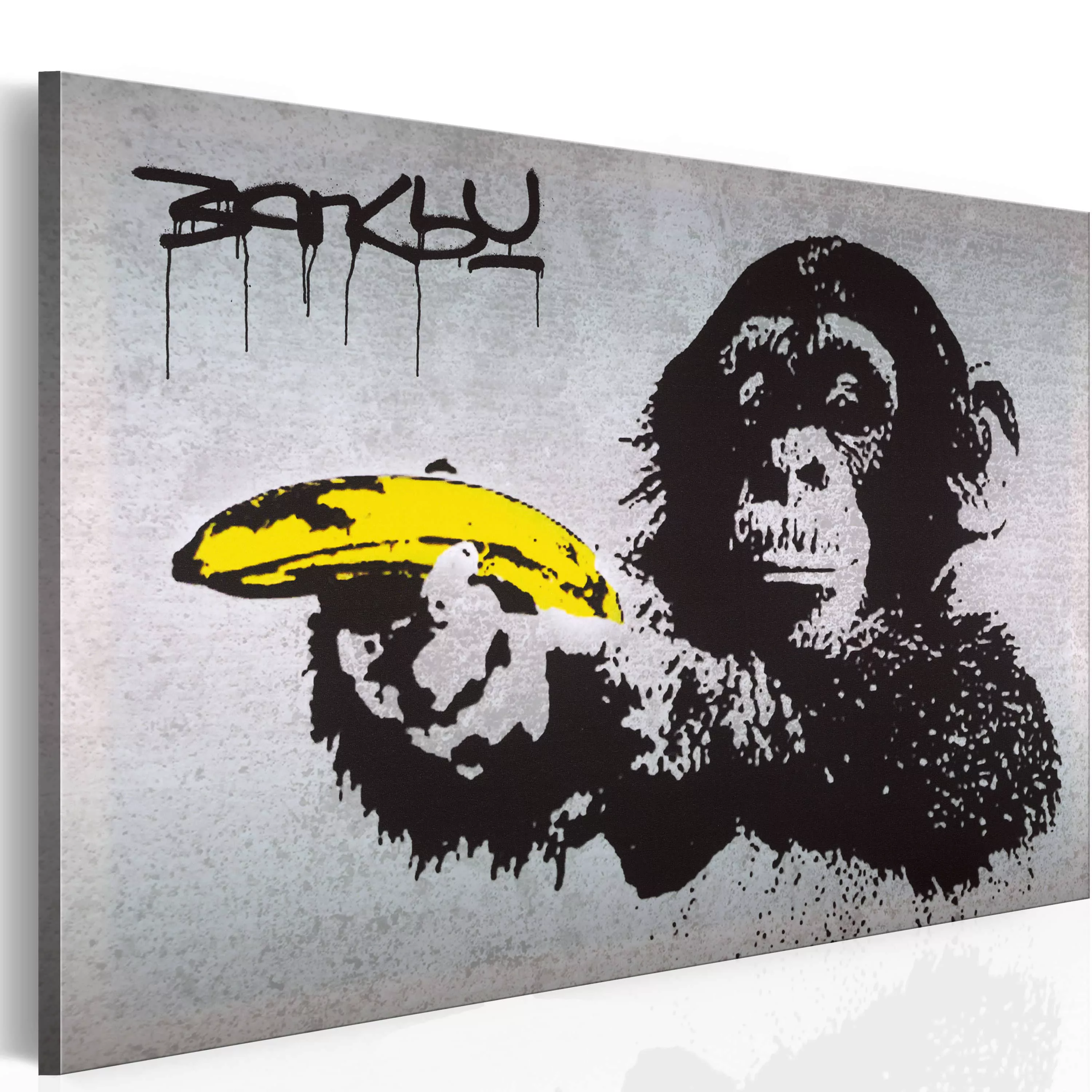 Wandbild - Halt oder der Affe schießt! (Banksy) günstig online kaufen