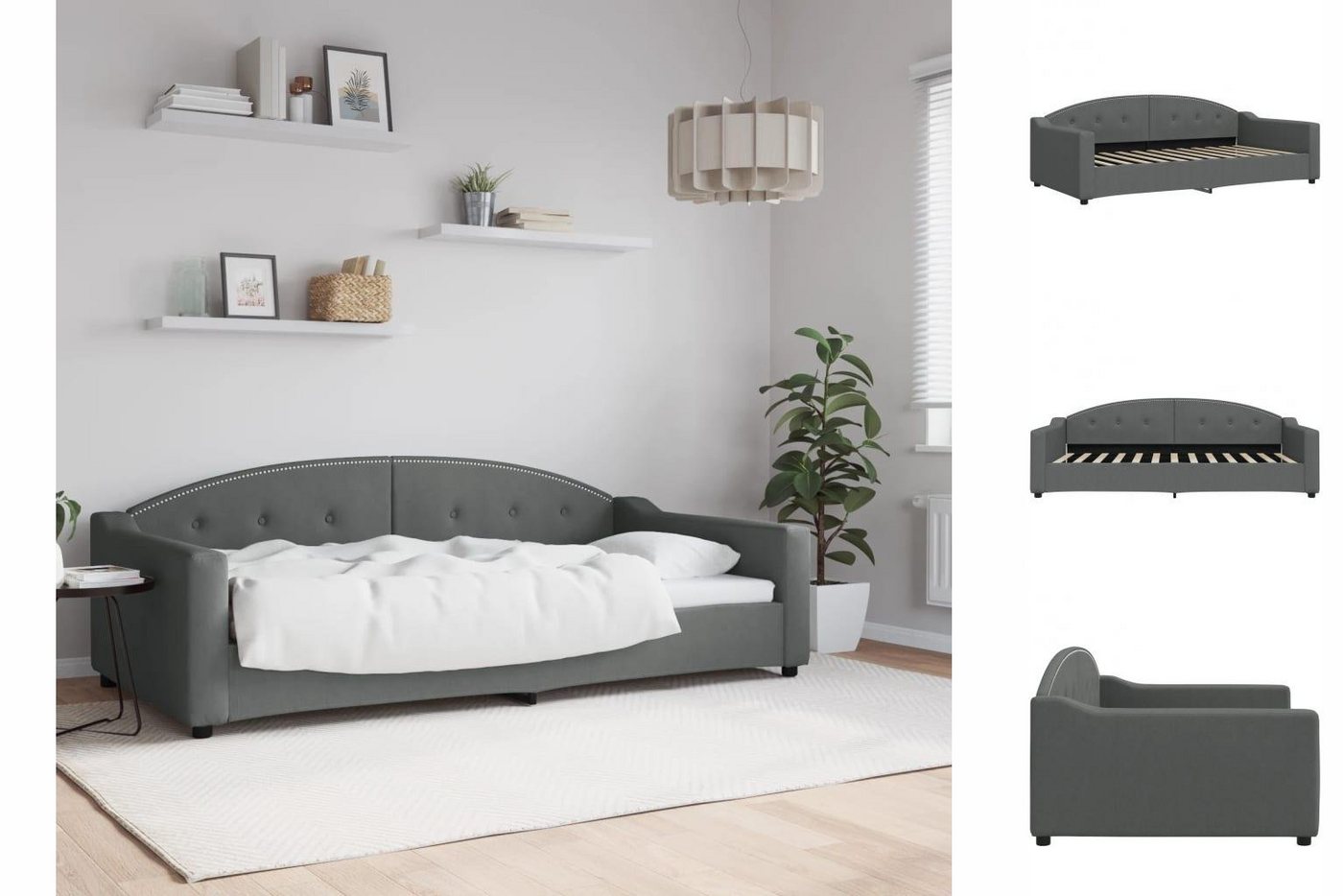 vidaXL Gästebett Tagesbett Dunkelgrau 100x200 cm Stoff Gästebett Schlafsofa günstig online kaufen