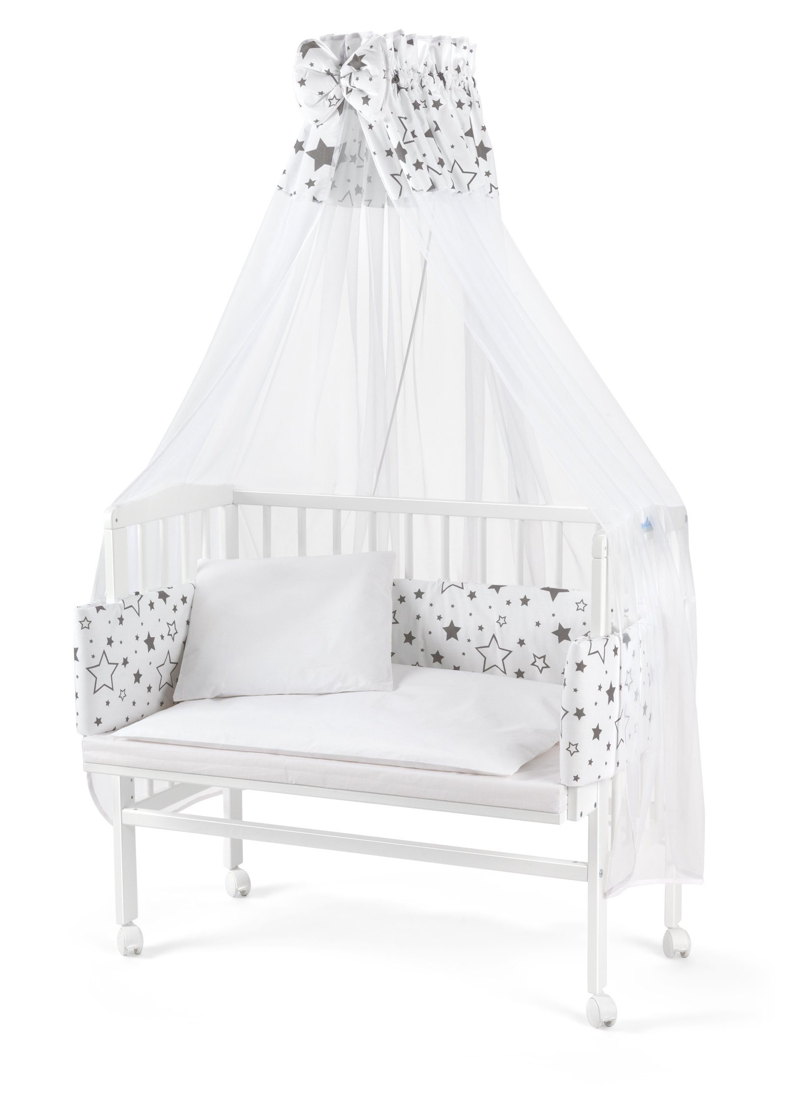 Waldin Beistellbett Baby Beistellbett,Matratze,Stoffset Buche massiv, günstig online kaufen