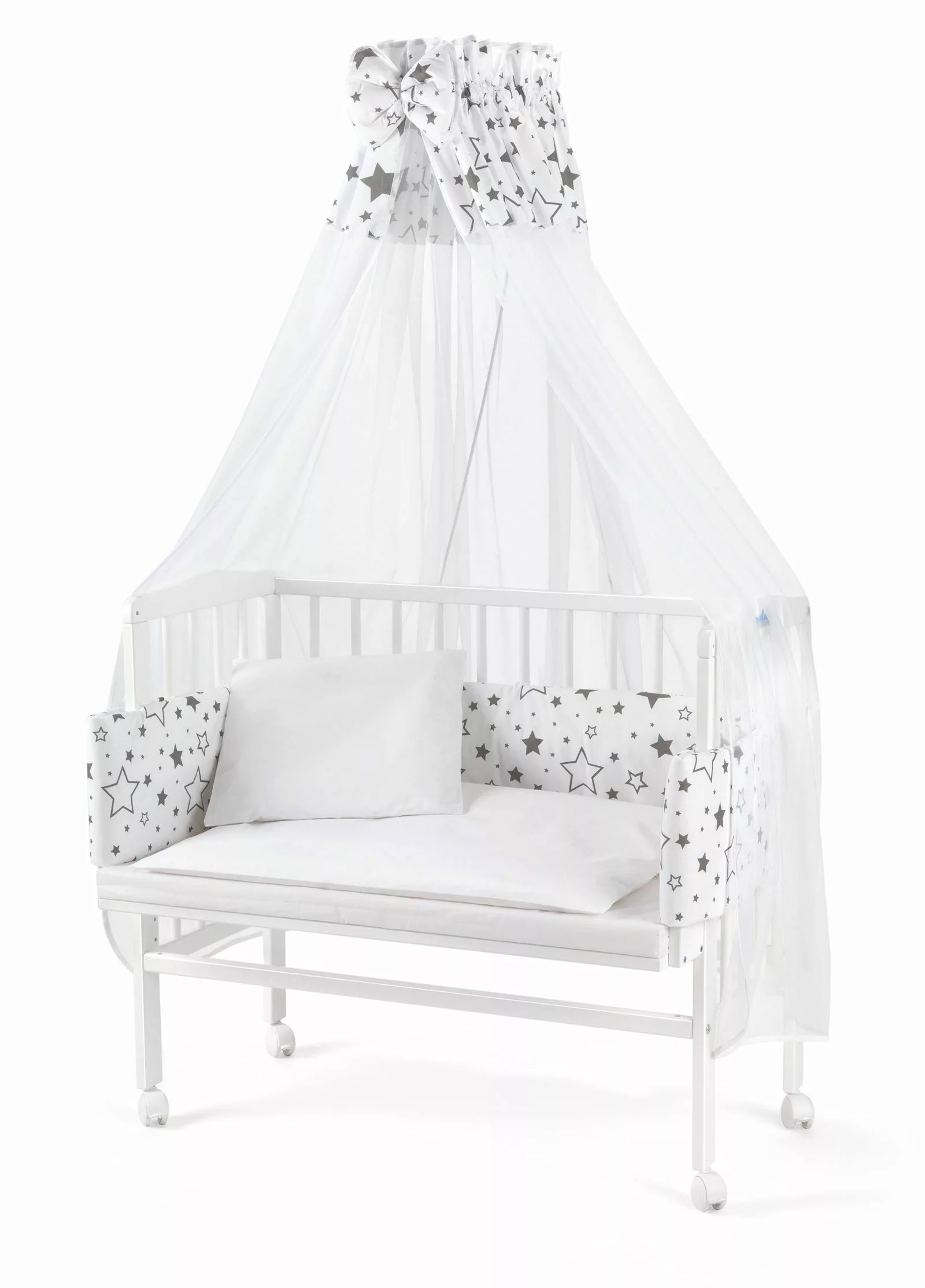 Waldin Beistellbett Baby Beistellbett,Matratze,Stoffset Buche massiv, günstig online kaufen