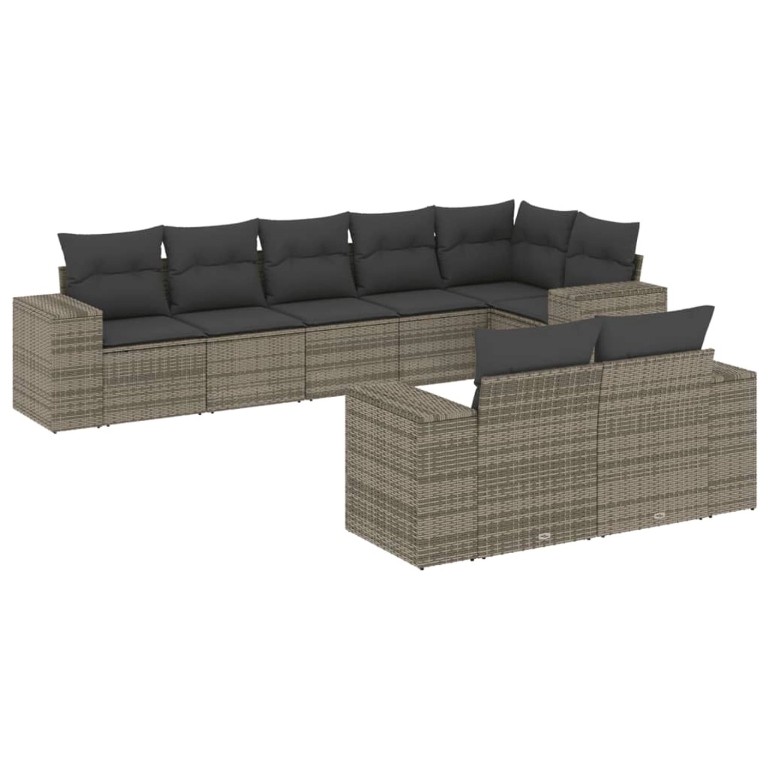 vidaXL 8-Tlg Garten-Sofagarnitur mit Kissen Grau Poly Rattan 3222819 günstig online kaufen
