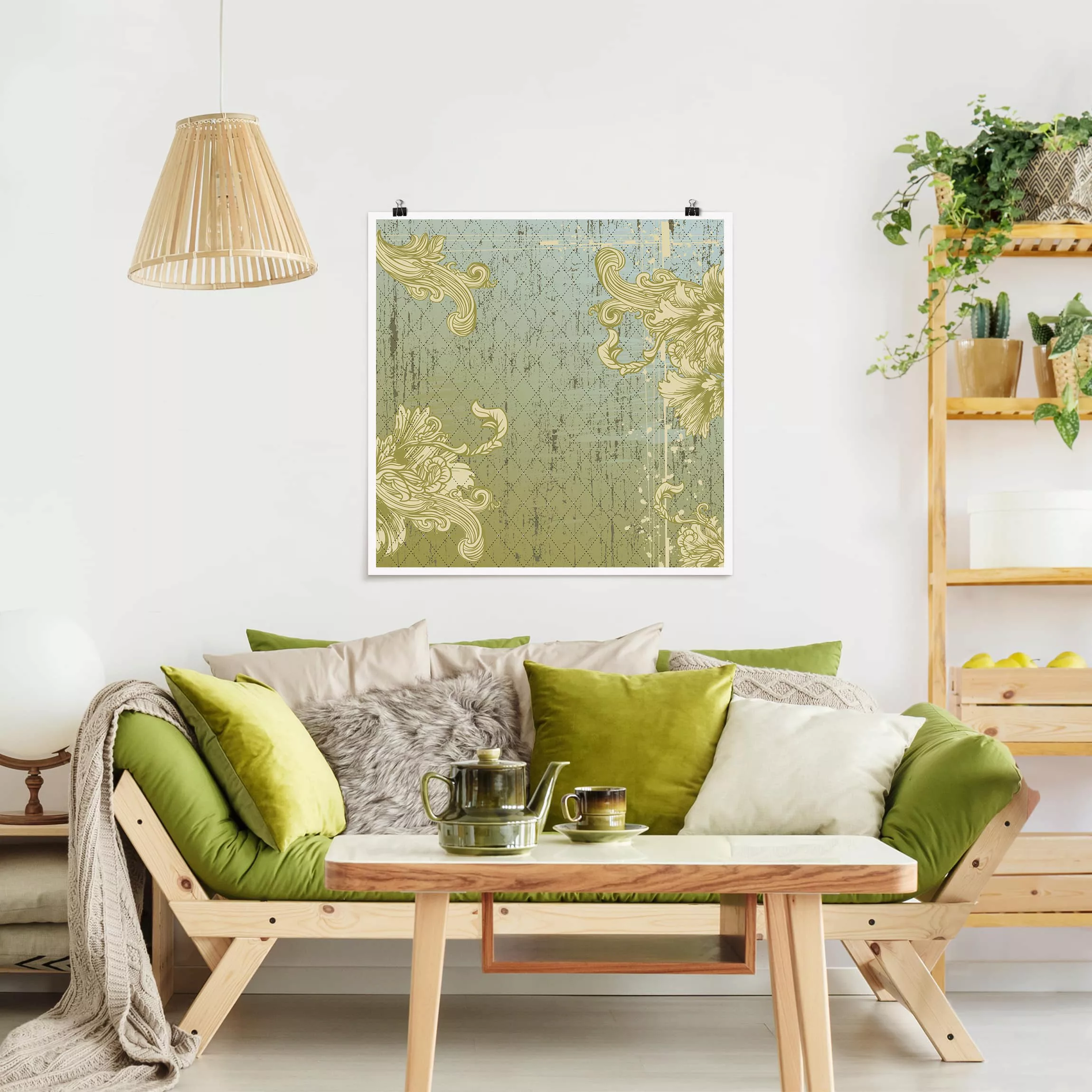 Poster Muster & Texturen - Quadrat Floraler Barock günstig online kaufen