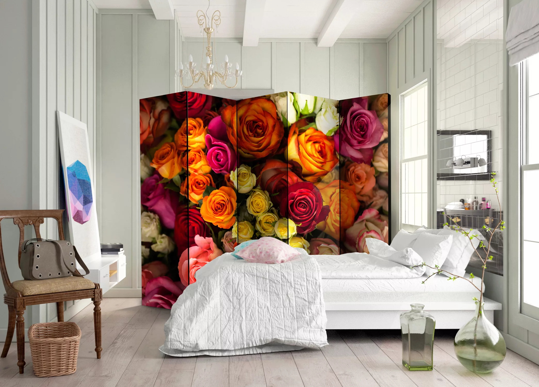 5-teiliges Paravent - Bouquet Of Roses Ii [room Dividers] günstig online kaufen