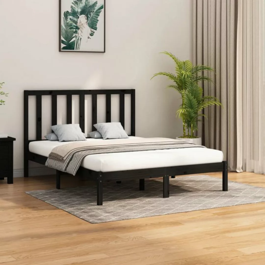 vidaXL Bett Massivholzbett Schwarz 140x200 cm günstig online kaufen