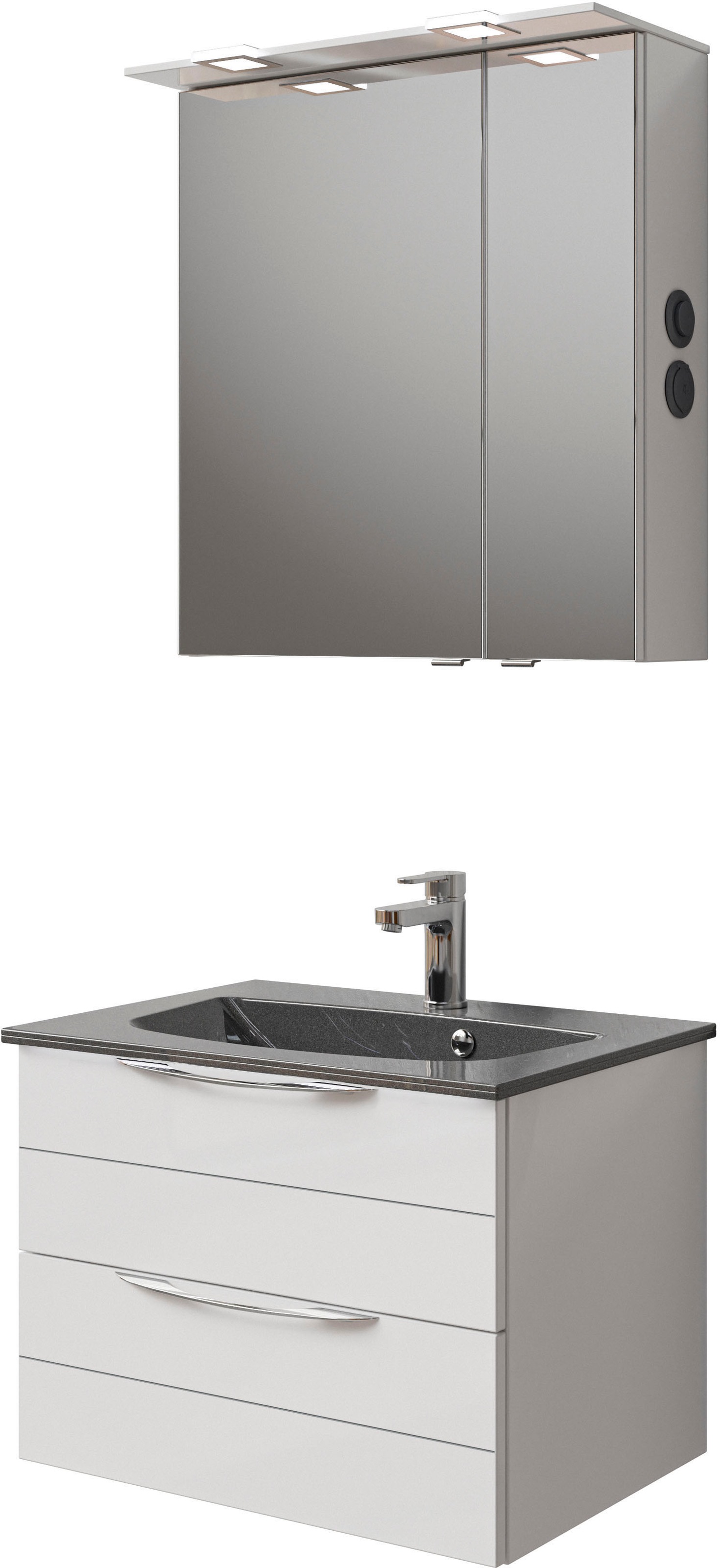 Saphir Badmöbel-Set "Serie 6025 2-teilig Mineralmarmor-Waschtisch mit LED-S günstig online kaufen